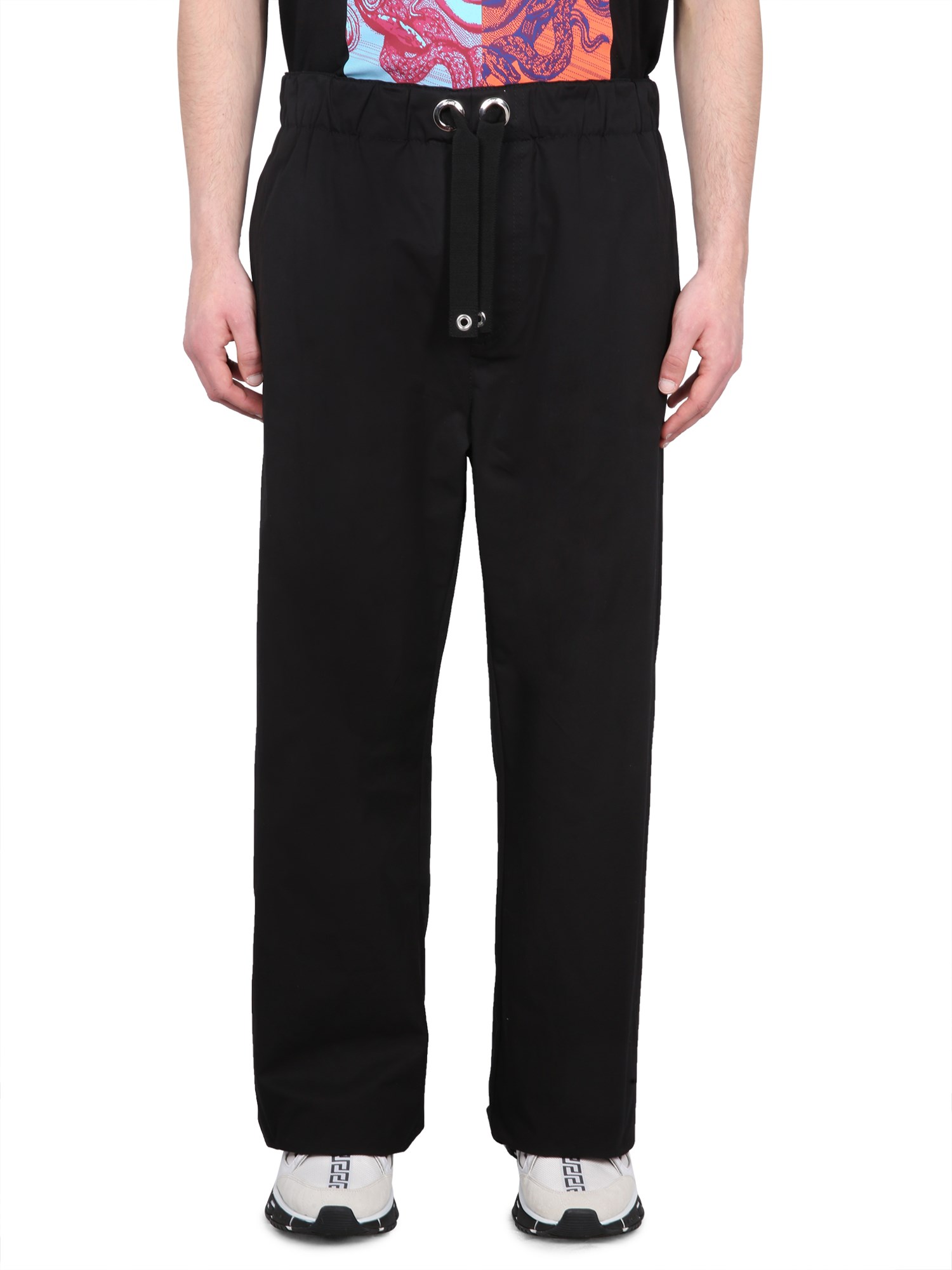 Shop Versace Drawstring Pants In Black