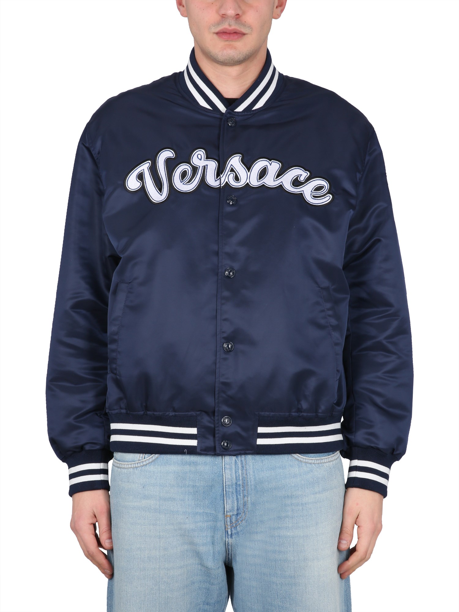 versace nylon varsity bomber jacket