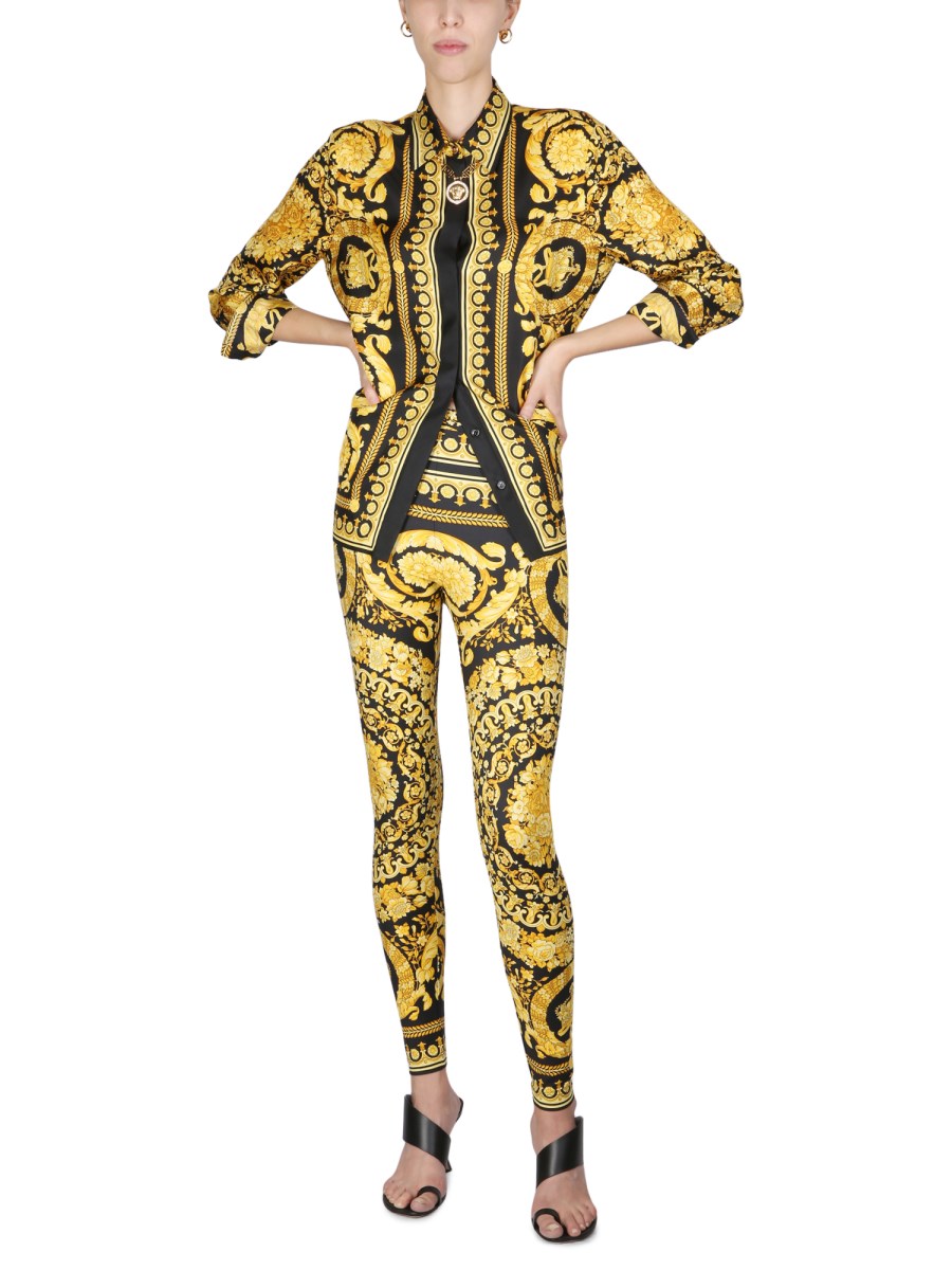 VERSACE - NYLON LEGGINGS WITH BAROQUE LOGO AND MEDUSA - Eleonora Bonucci