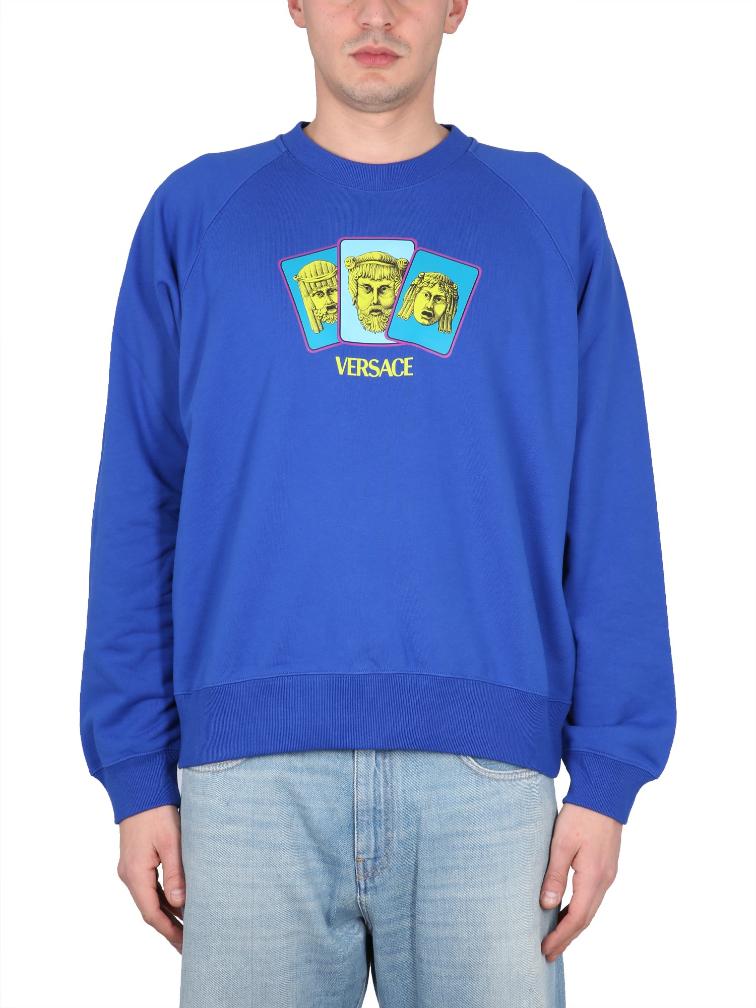 Shop Versace Sweatshirt The Masks In Blue