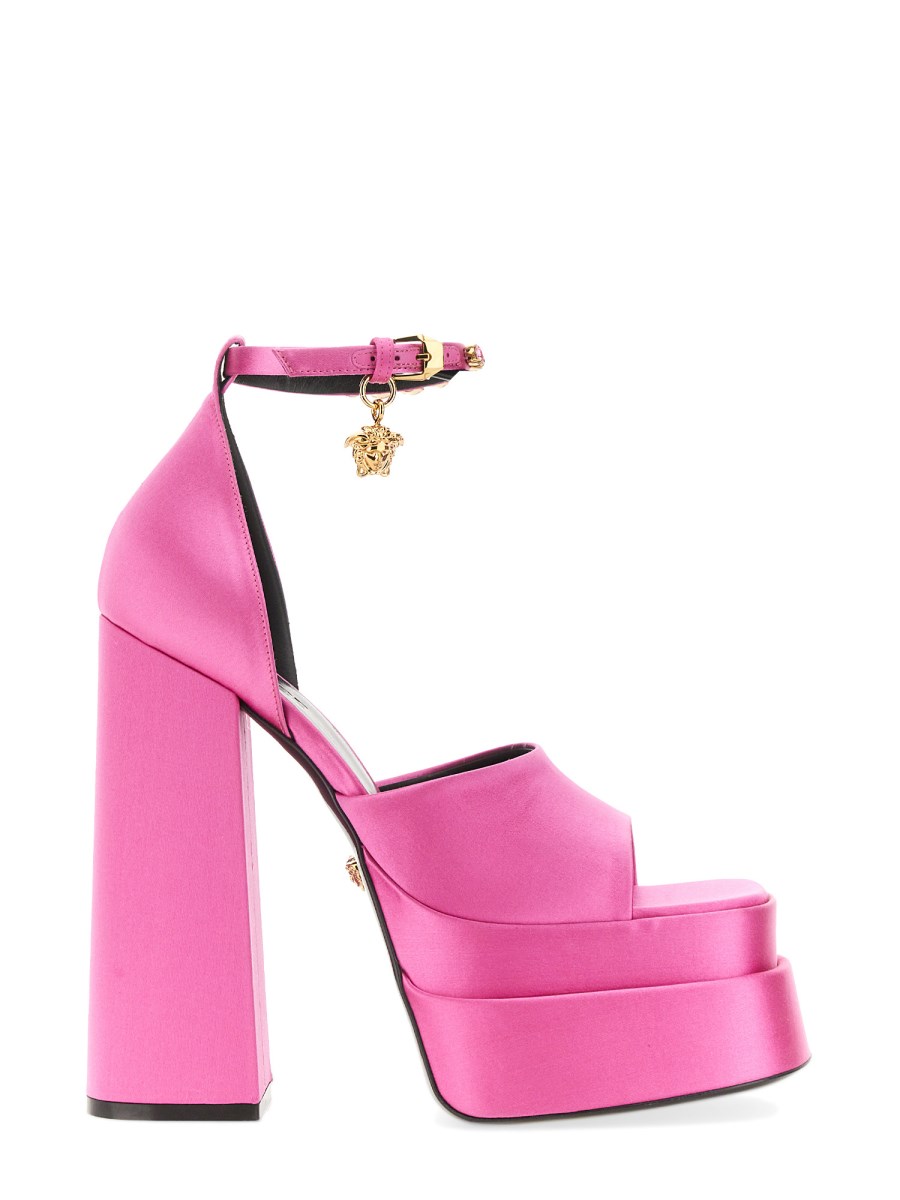 VERSACE - SATIN AEVITAS MEDUSA PLATFORM SANDALS - Eleonora Bonucci