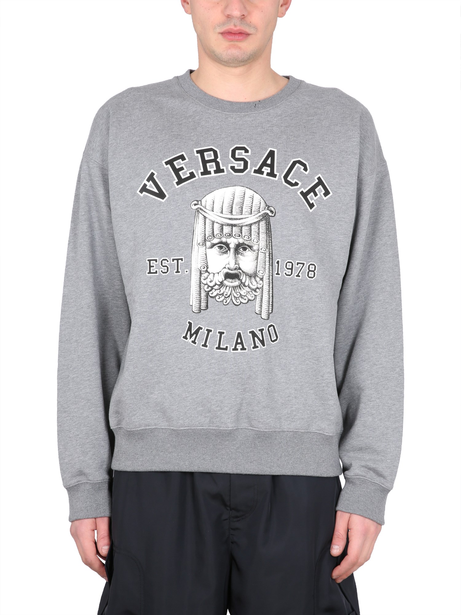Shop Versace Sweatshirt The Mask In Grey