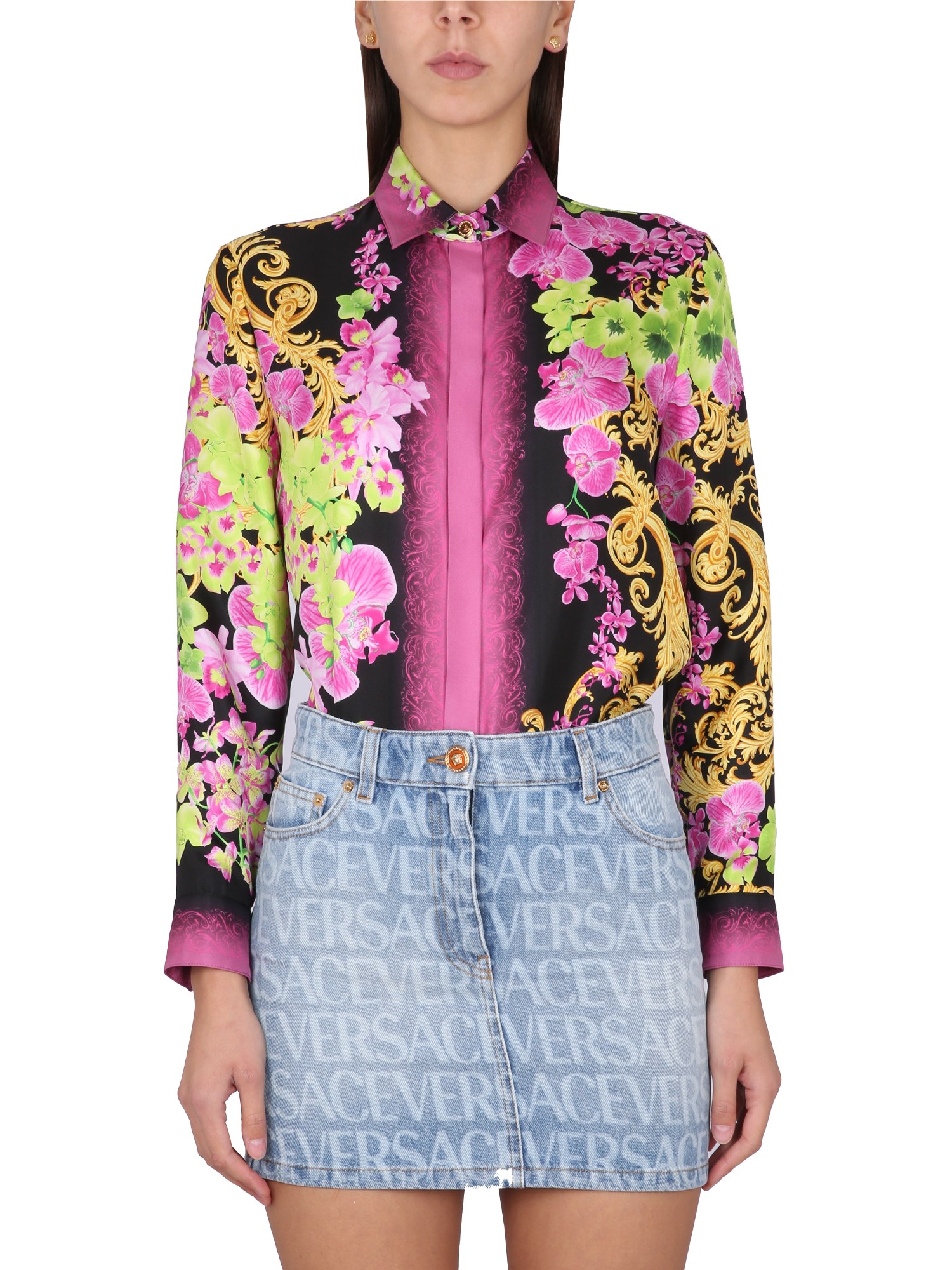 Versace Orchid Jellyfish Print Shirt In Multicolour
