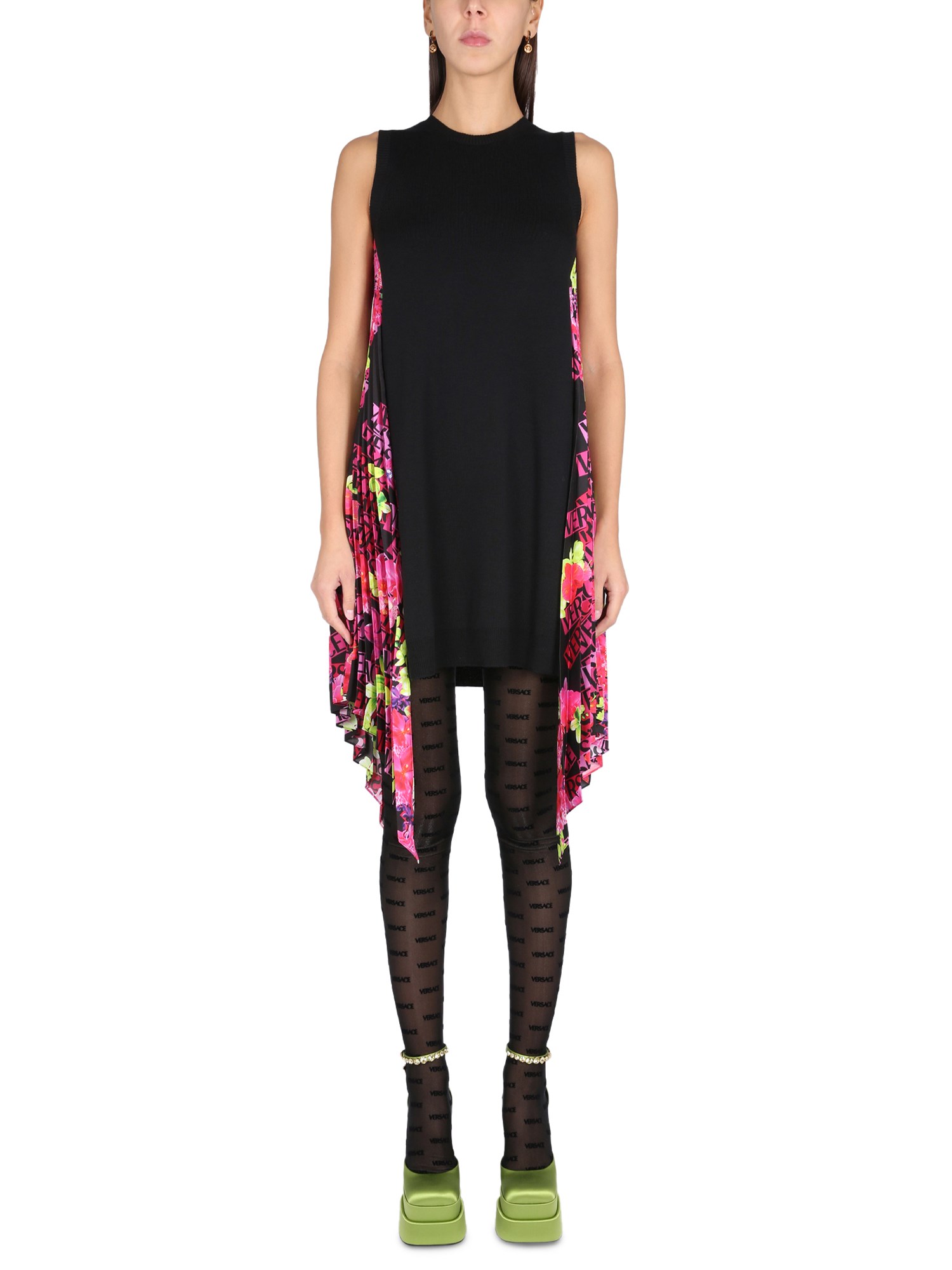 versace orchid logo dress