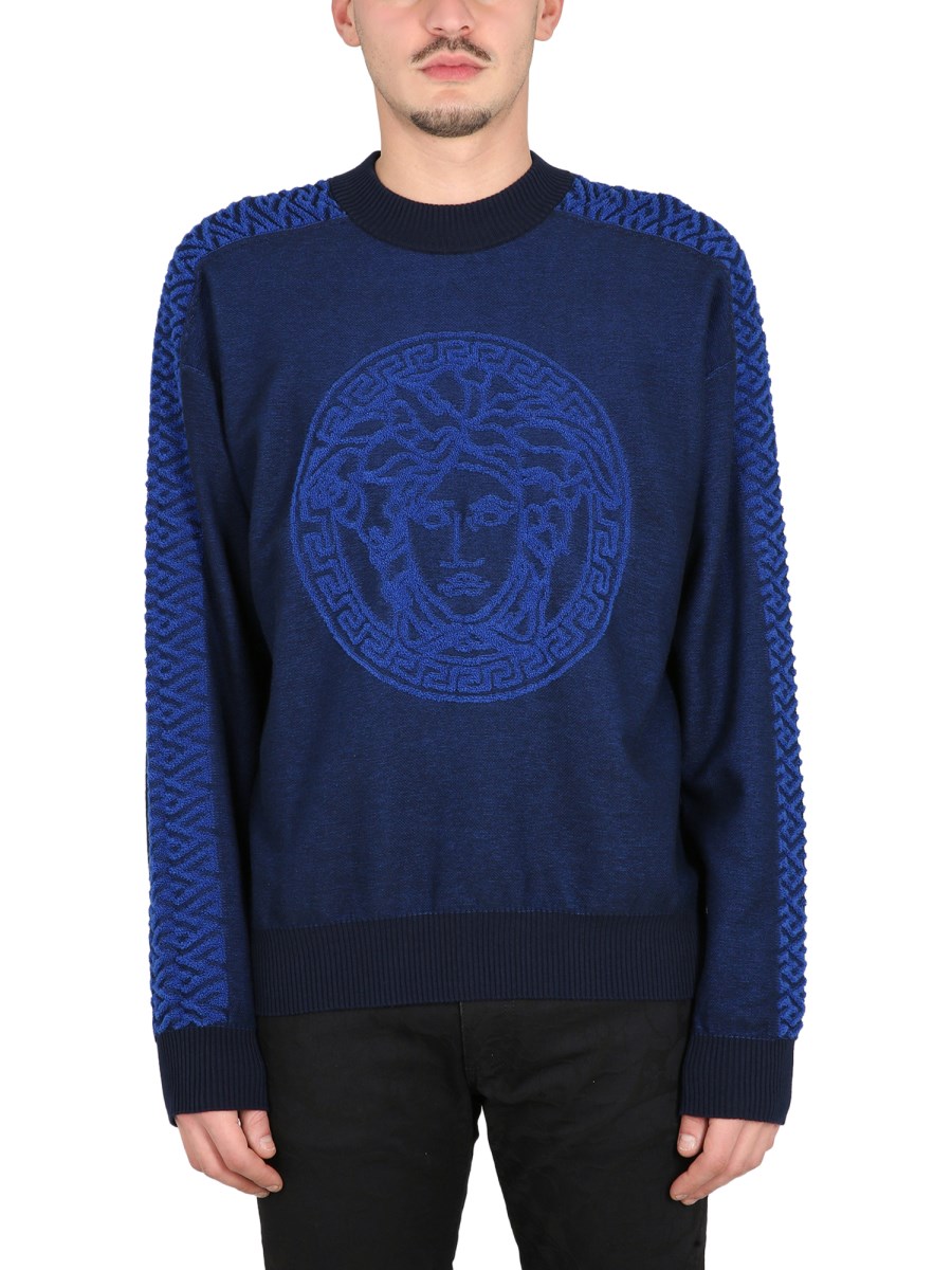 Medusa cotton jersey T-shirt in blue - Versace