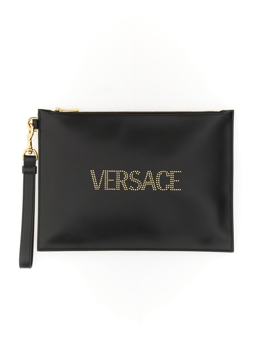 VERSACE CLUTCH BAG WITH LOGO AND STUDS Eleonora Bonucci