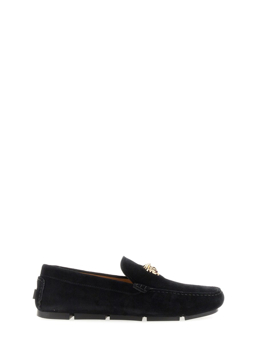 Black suede cheap versace loafers