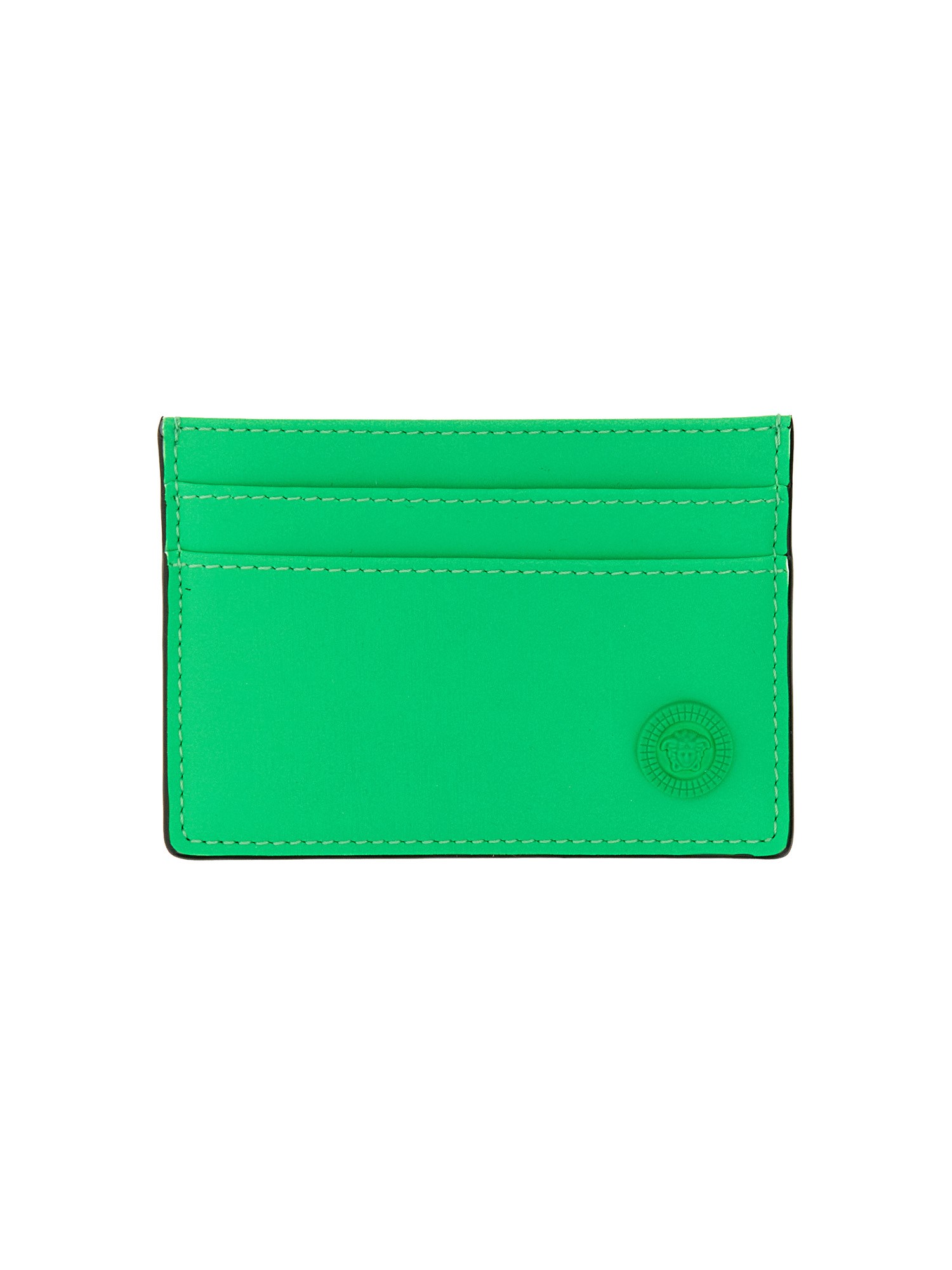 Versace Bifold Leather Wallet In Green