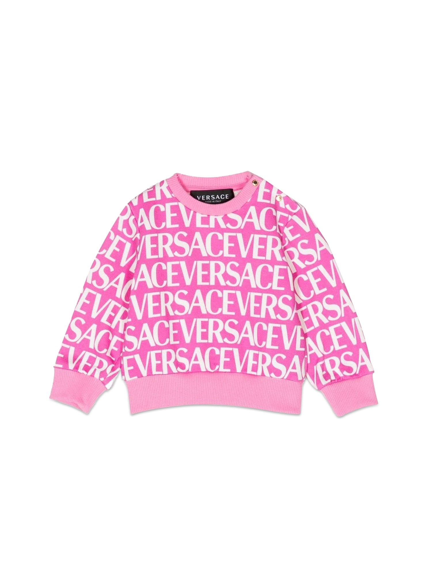 Versace Kids' Allover Logo Crewneck Sweatshirt In Pink