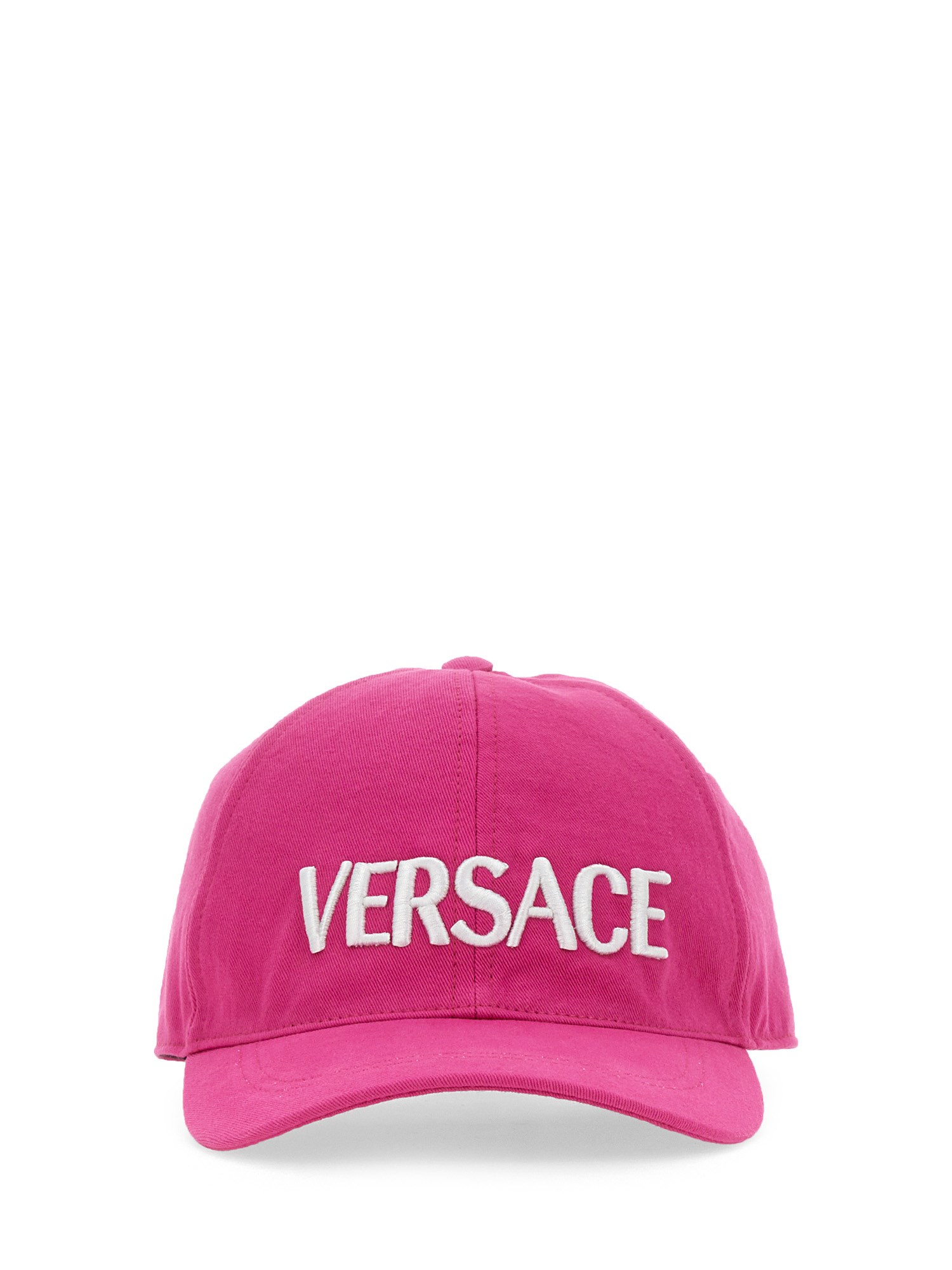 Versace Logo Embroidered Cap In Pink