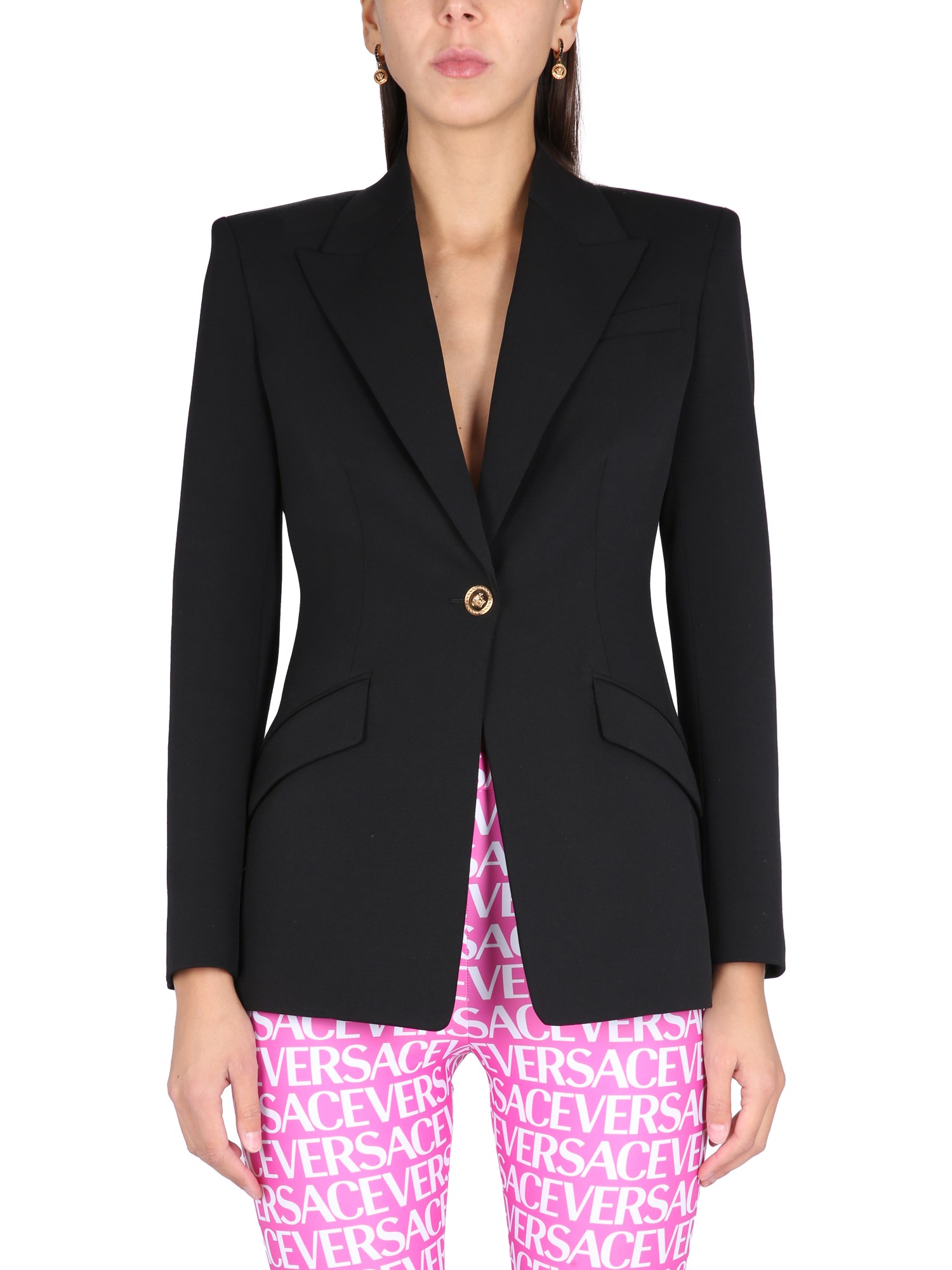Versace Single-breasted Jacket In Black