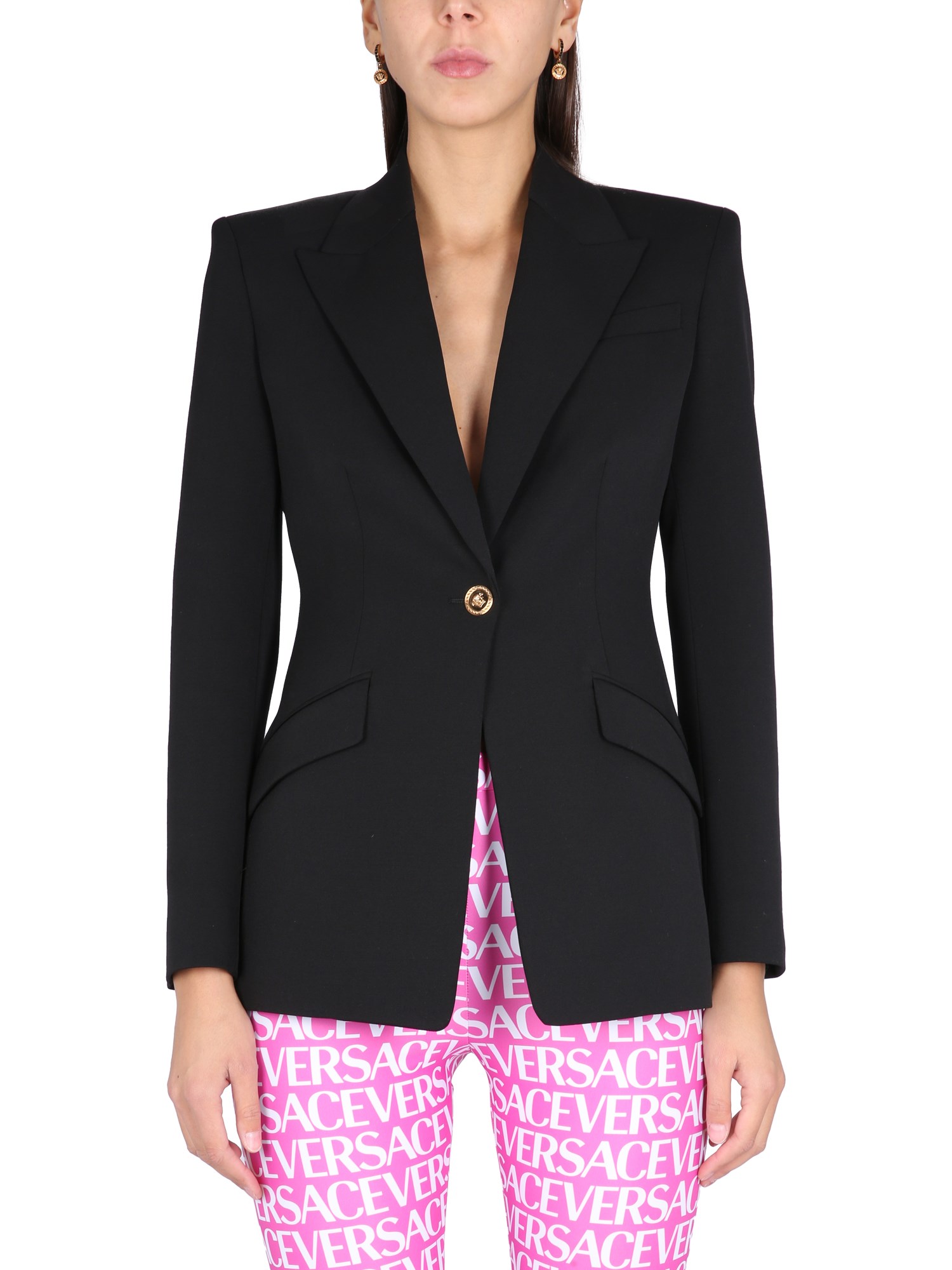 Versace Medusa-buttons Single-breasted Blazer In Black