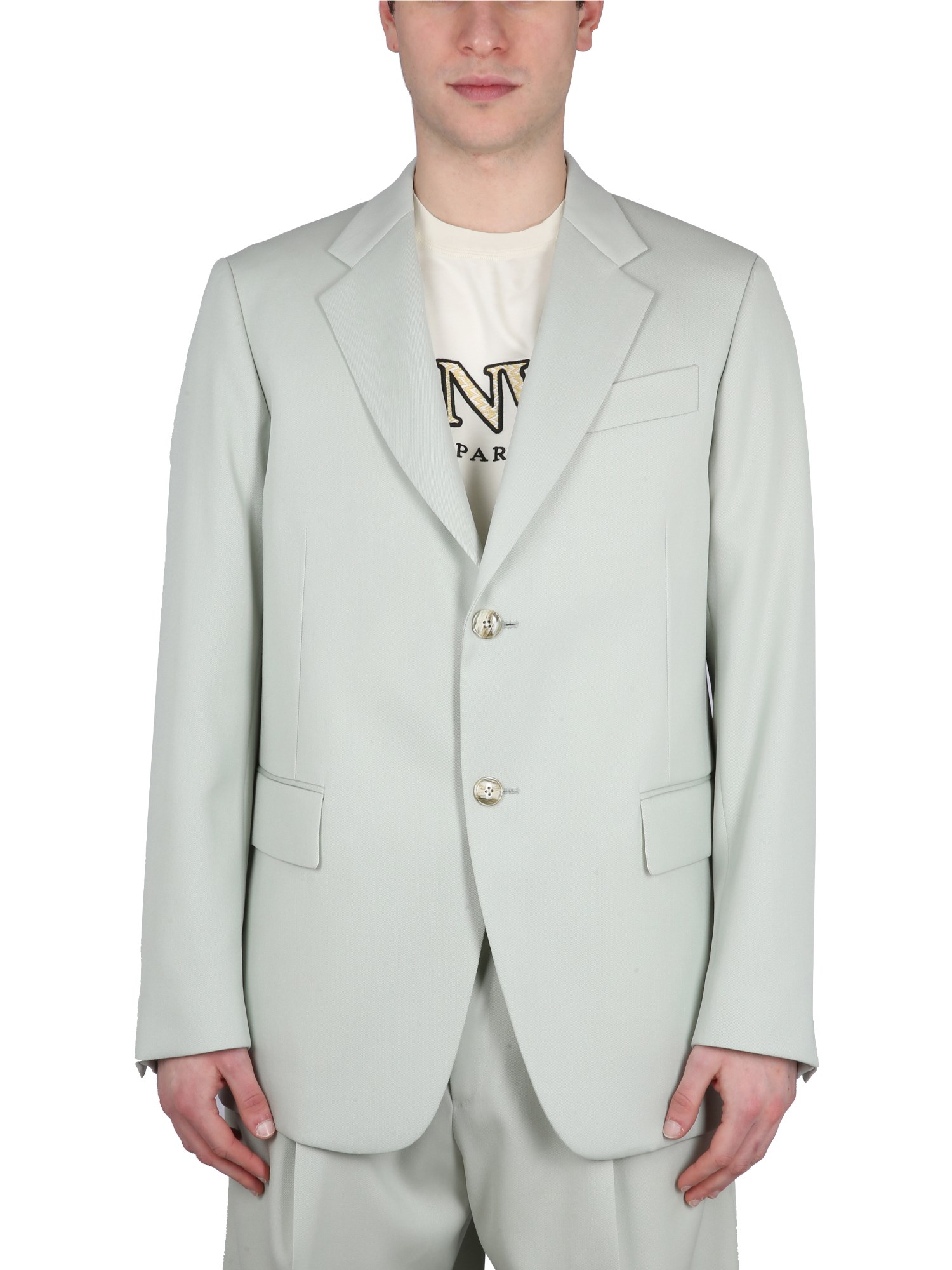 Shop Lanvin Single-breasted Boxy Jacket In Green