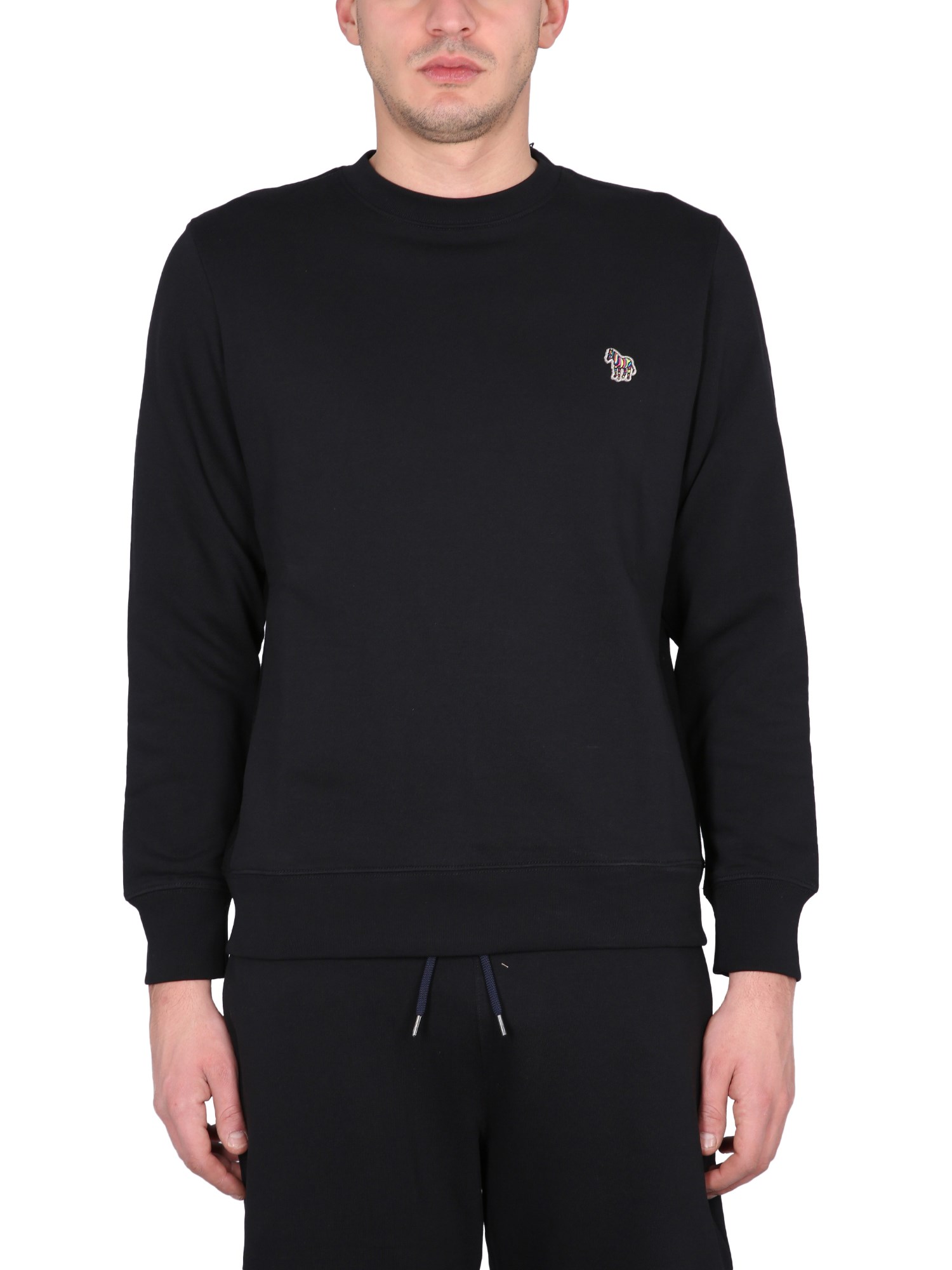 Ps By Paul Smith Ps Paul Smith Zebra Logo Sweatshirt In Organic Cotton In Black
