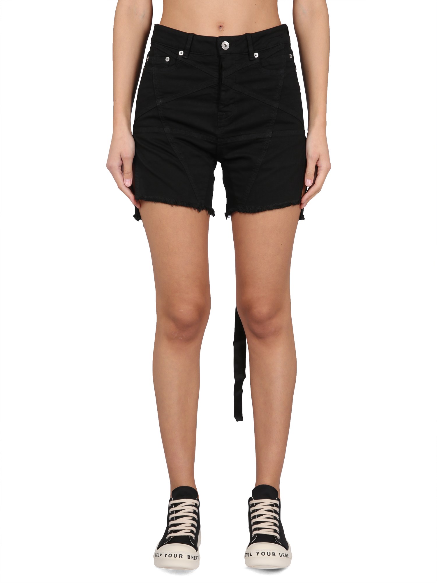 Rick Owens Drkshdw Denim Bermuda Shorts In Black