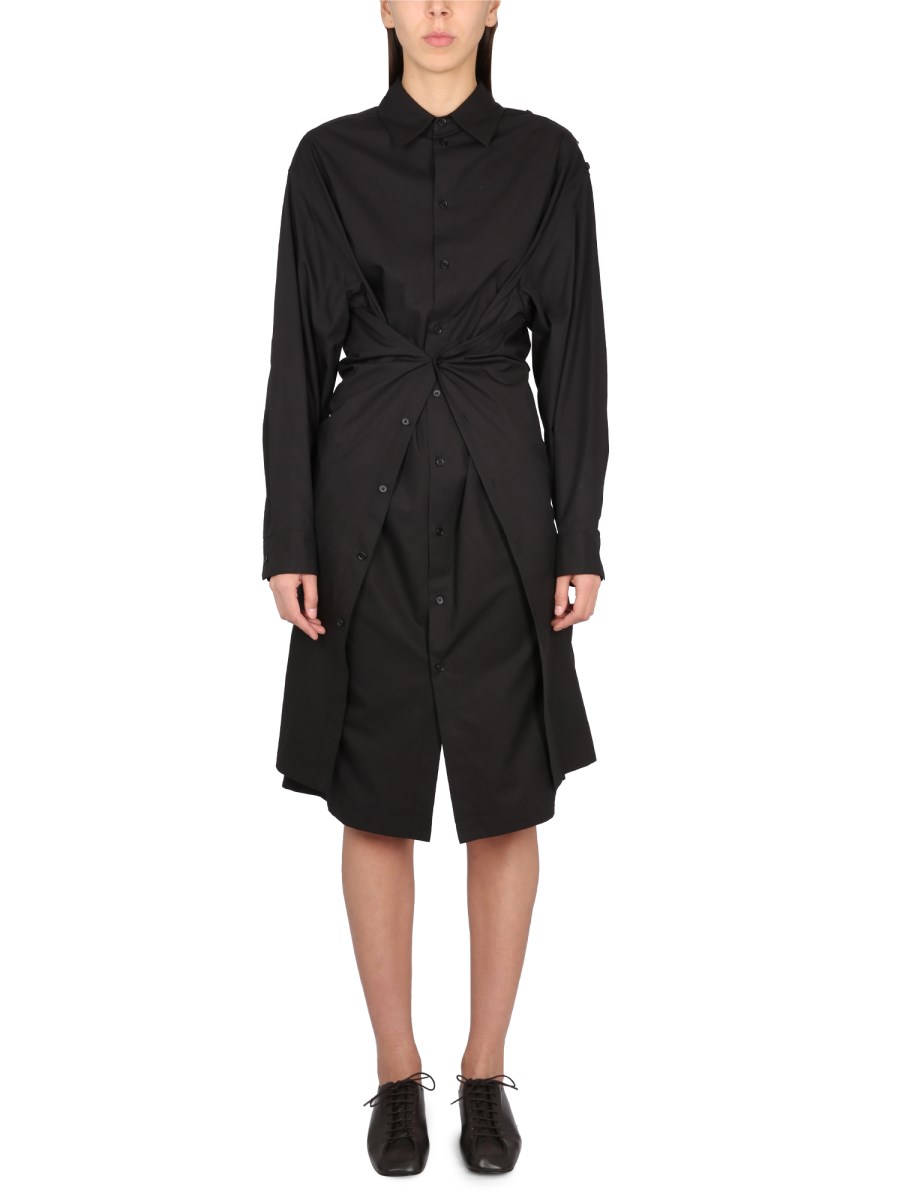 Lemaire band-collar cotton shirtdress - Black