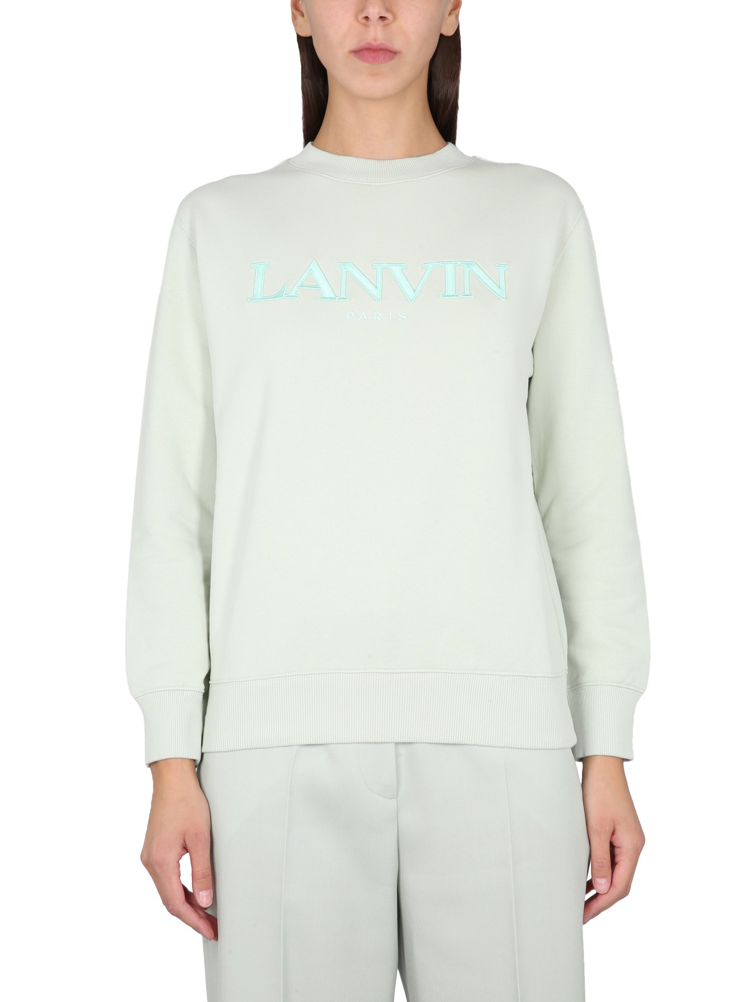 Shop Lanvin Sweatshirt With Logo In Green