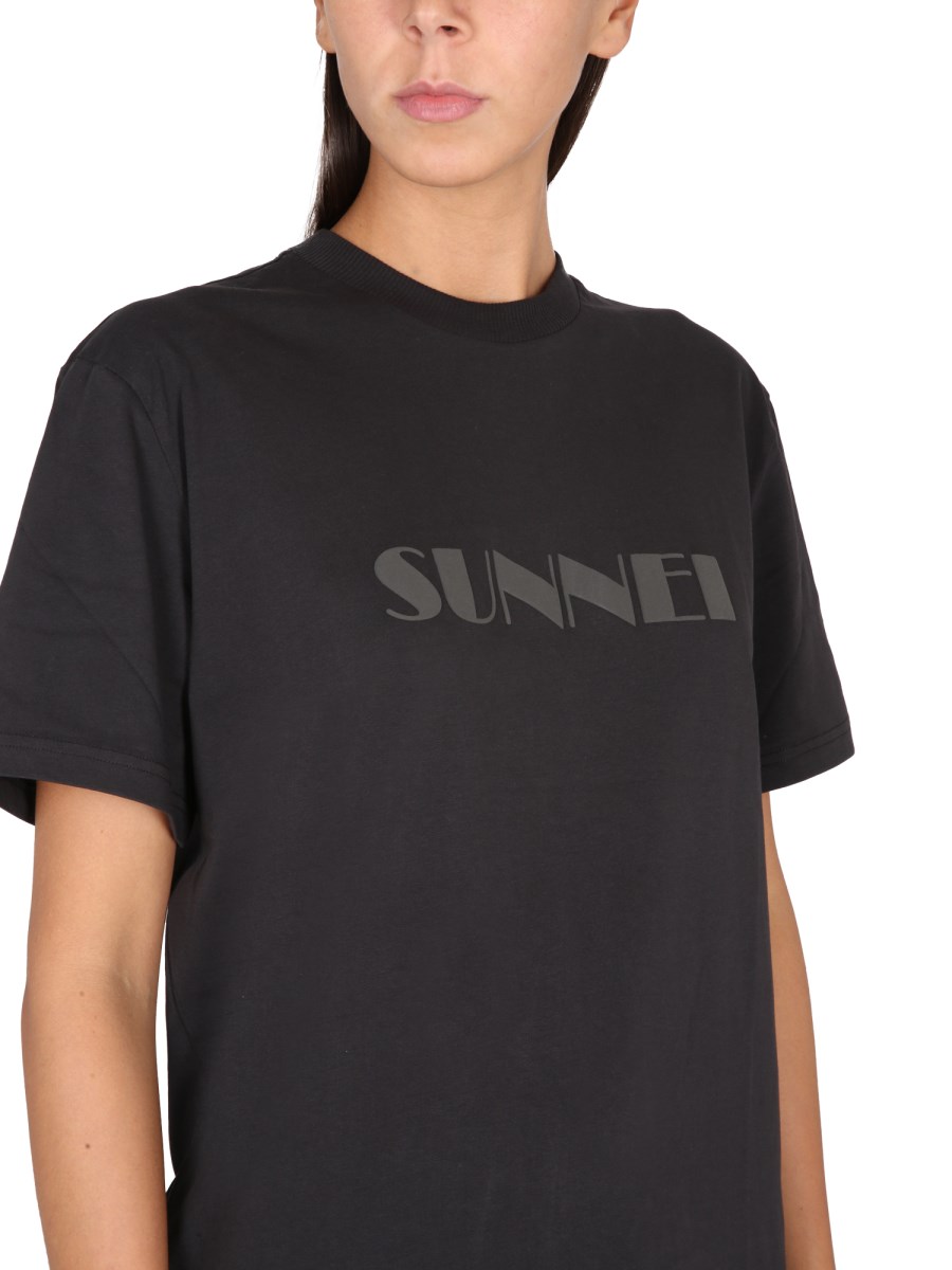 Tシャツ・カットソー SUNNEI FW24 Sunnei T-shirts and Polos (MRTWXJER069 7478) Sunnei Classic Big Logo Embroidered Unisex T-Shirt White