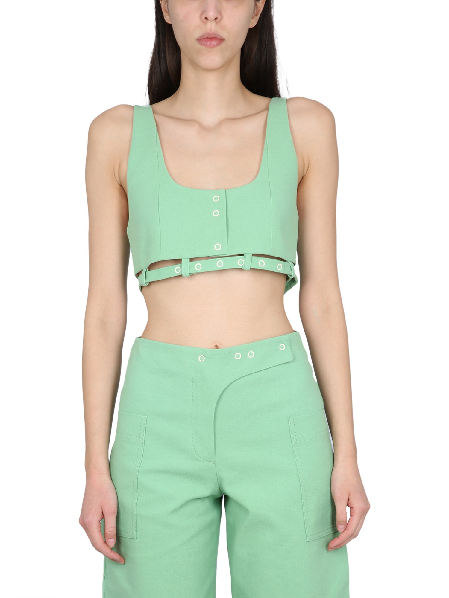 Shop Ganni Crop Top In Green