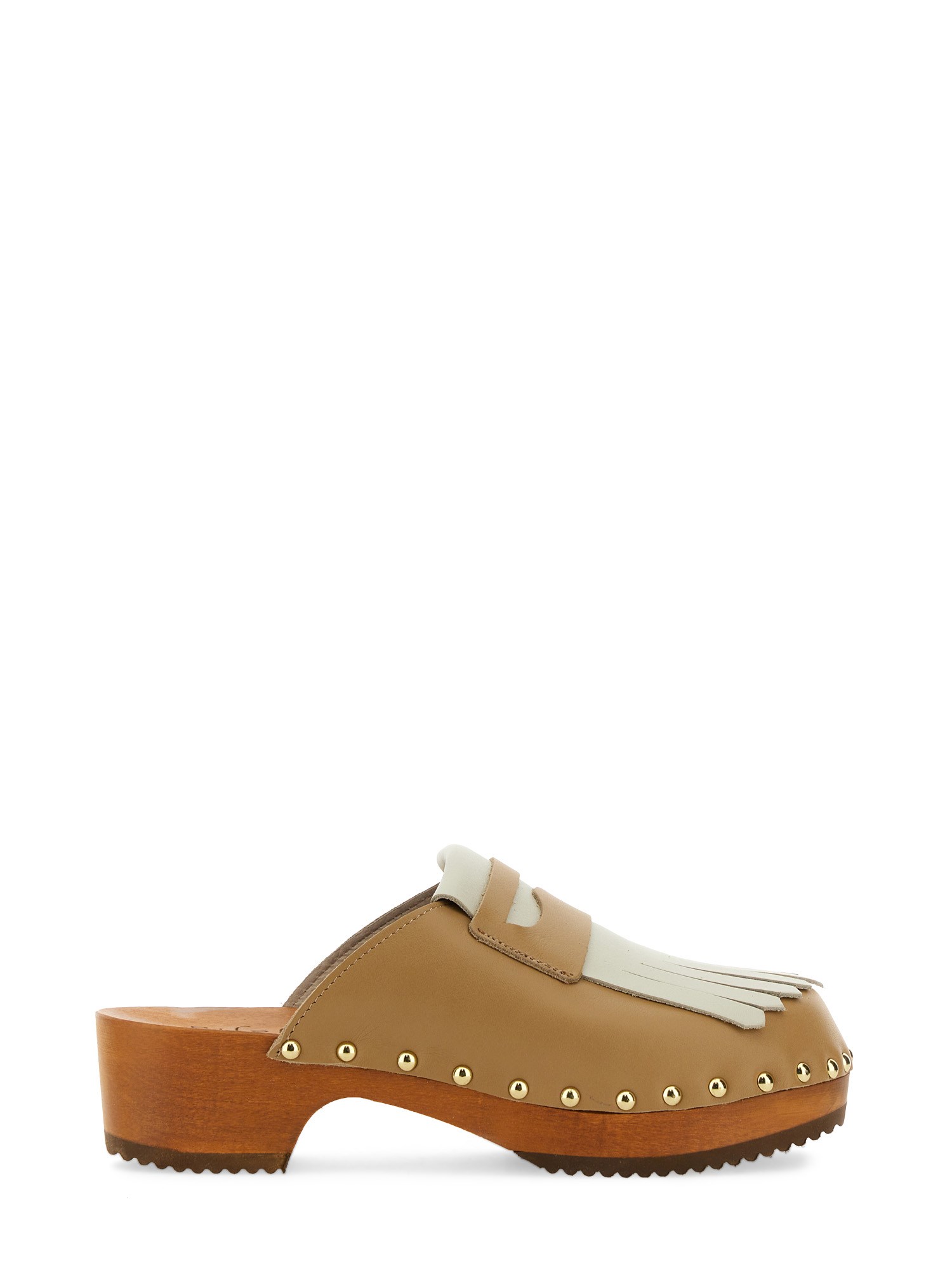 Shop Jejia Leather Clogs In White
