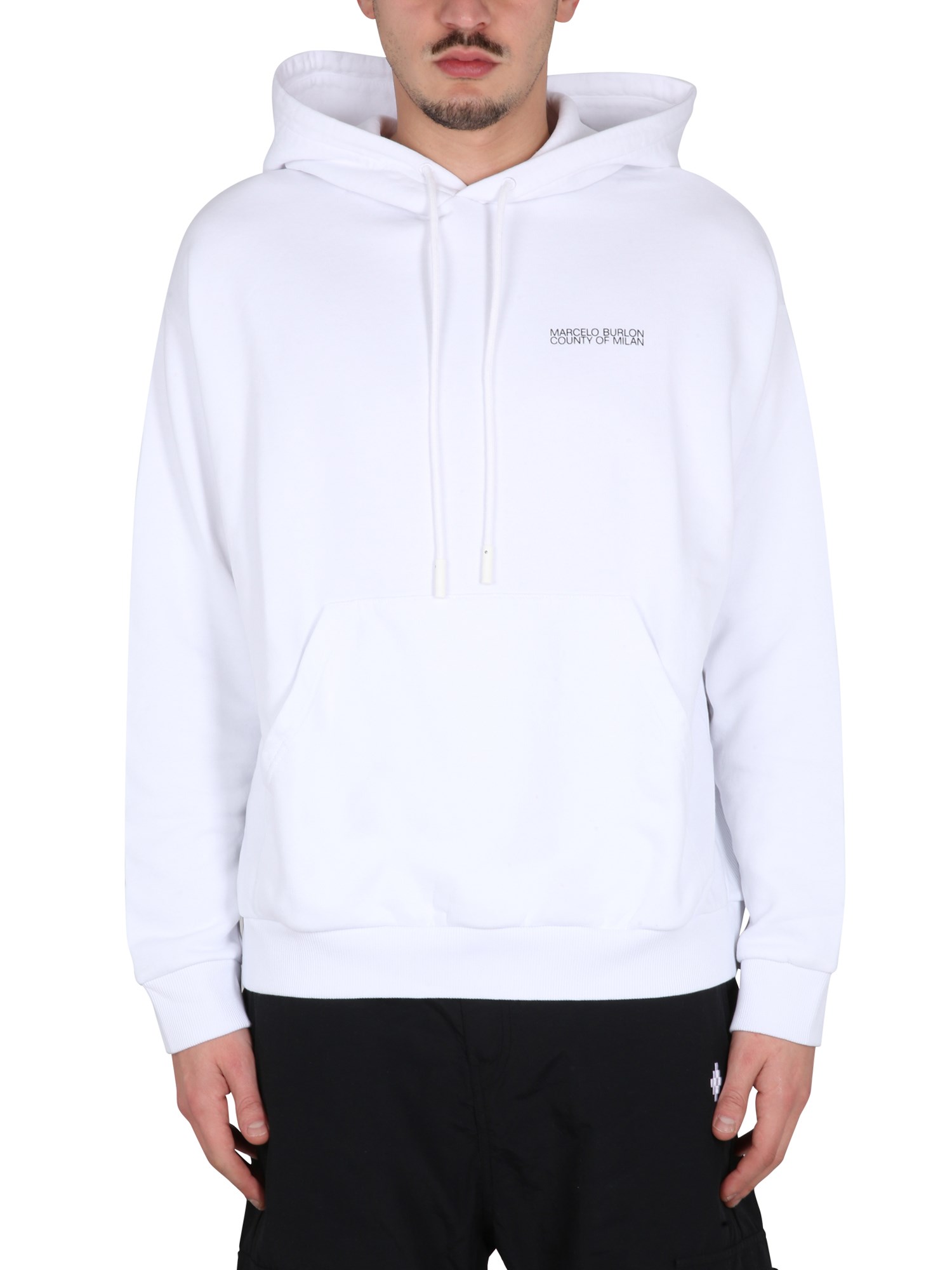 Marcelo Burlon County Of Milan Logo Cotton Hoodie In White