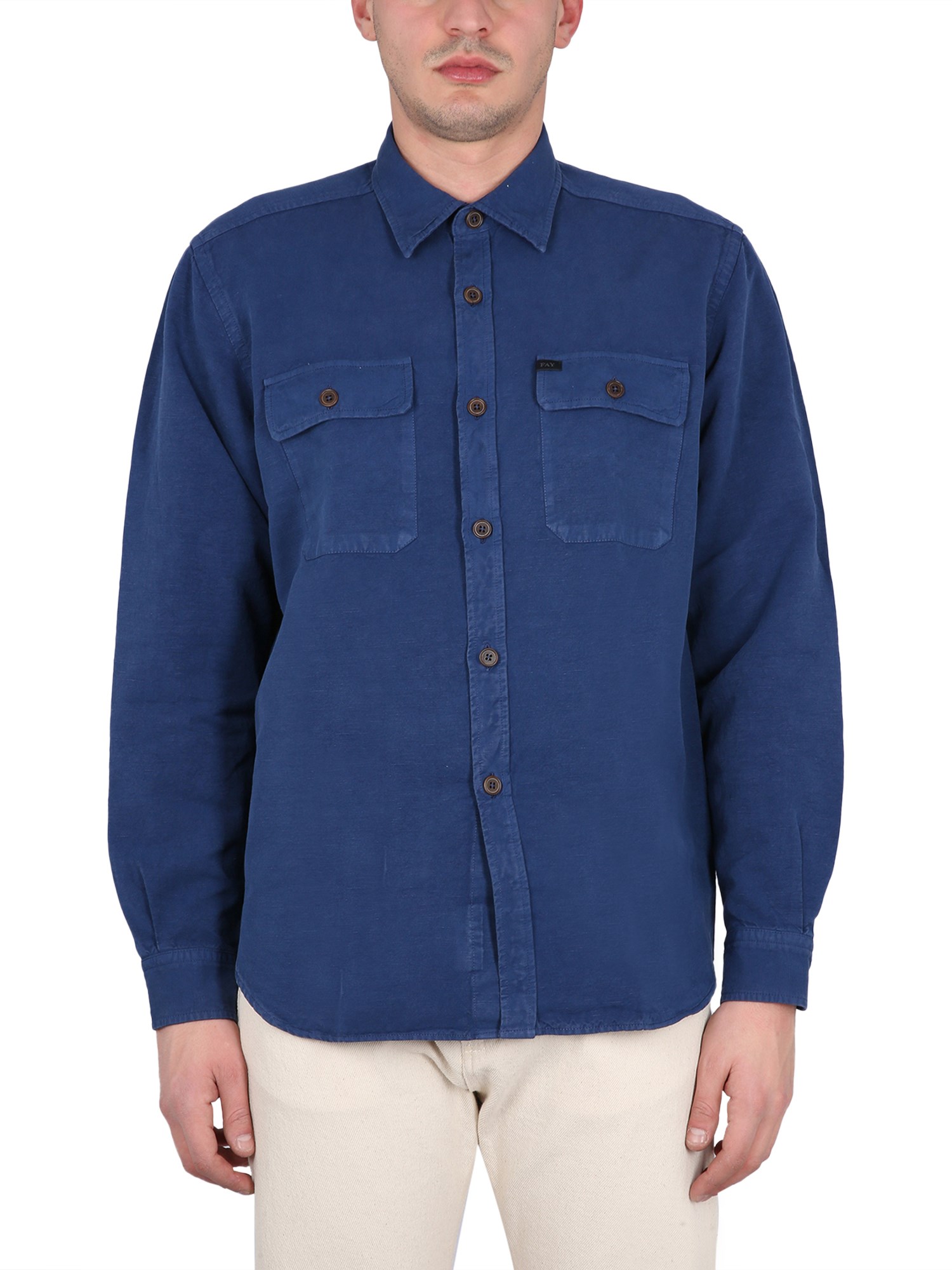 Shop Fay Shirt With Pockets In Blue