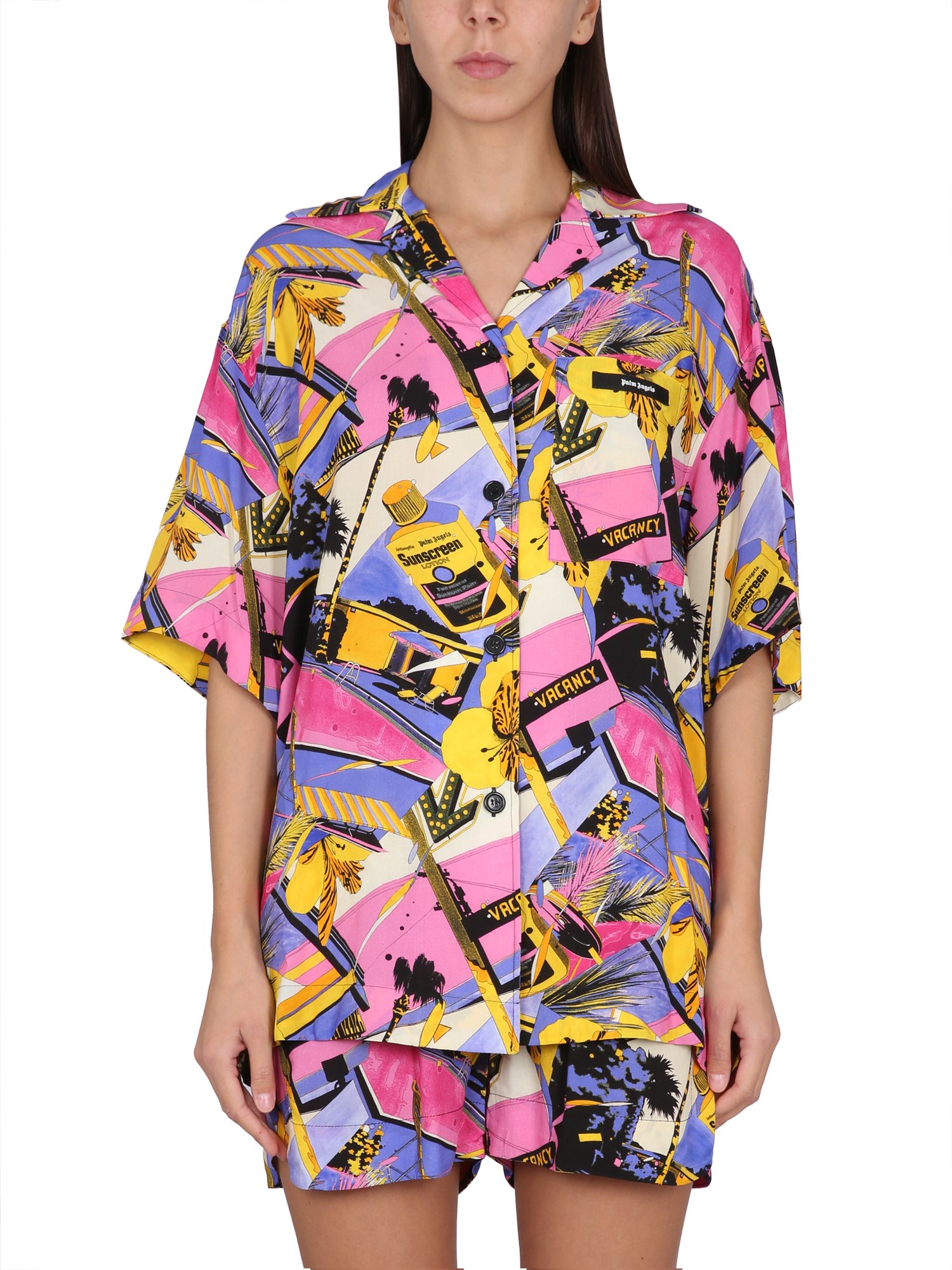 palm angels miami mix print shirt