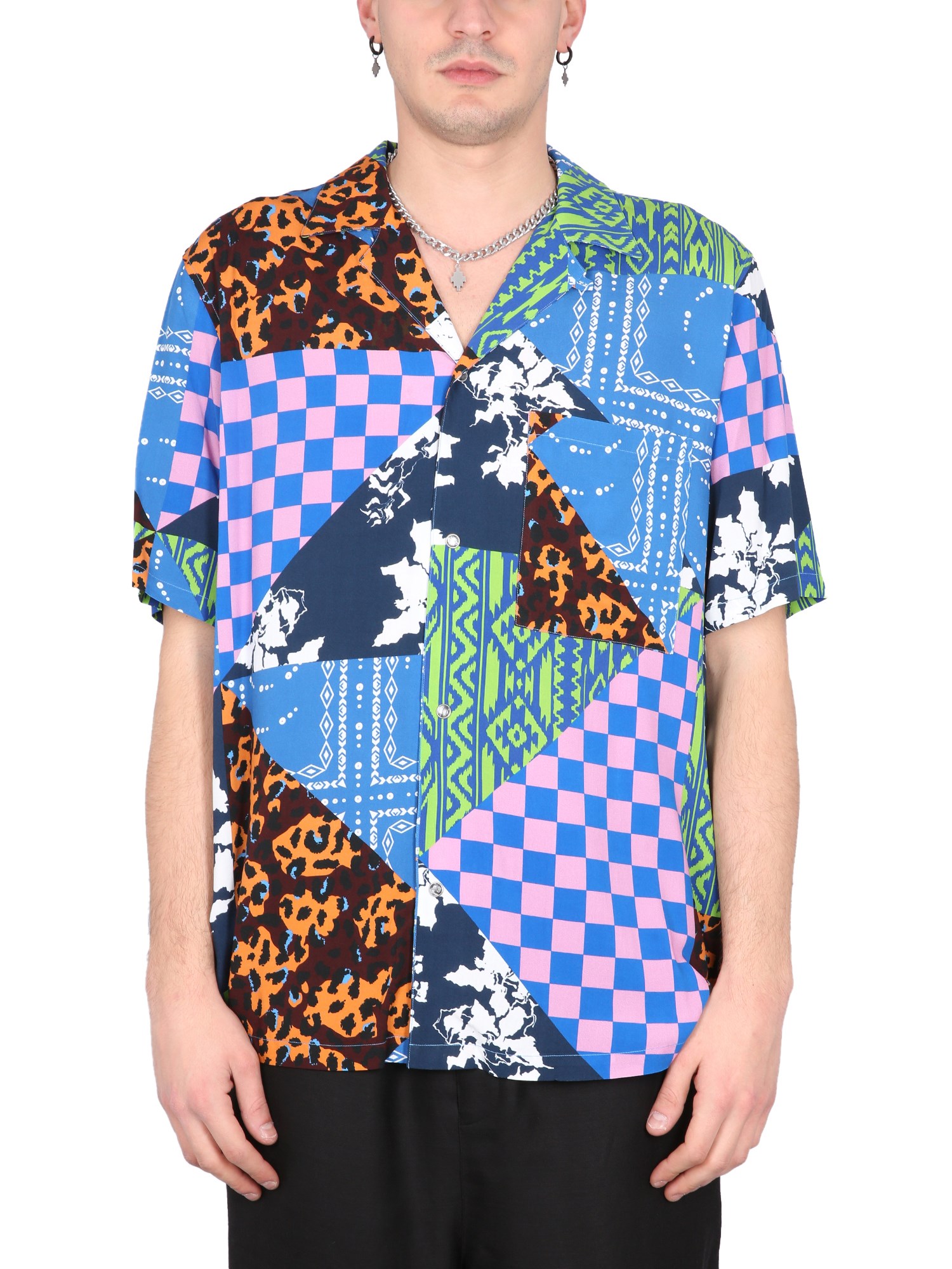 Shop Marcelo Burlon County Of Milan Hawaii Mix & Match Shirt In Blue