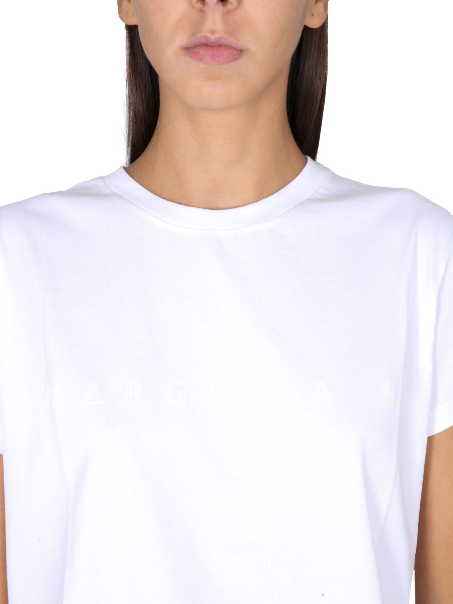 MM6 MAISON MARGIELA - CREWNECK COTTON JERSEY T-SHIRT WITH LOGO ...