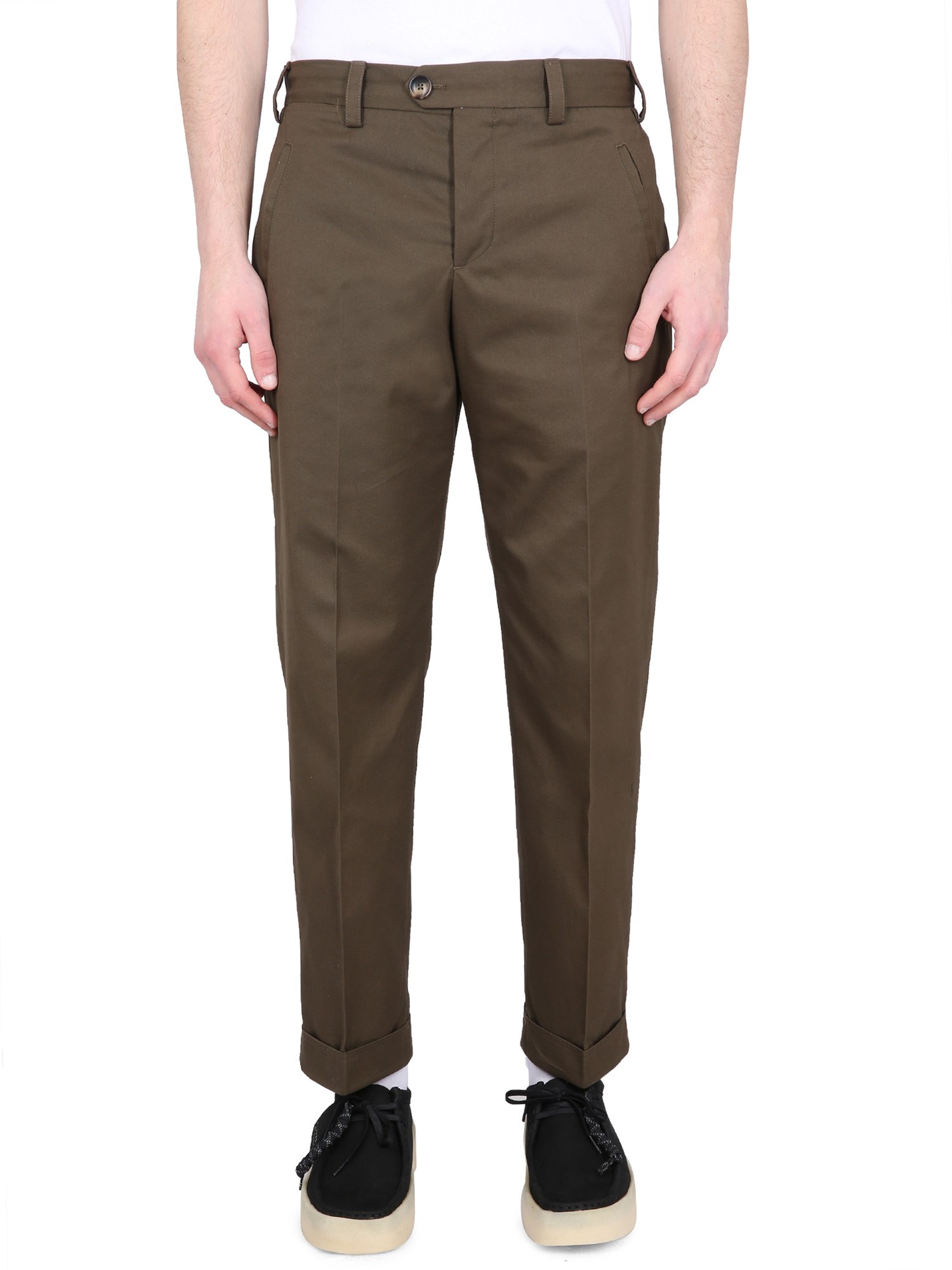 Pt Torino Pressed-crease Straight-leg Trousers In Brown