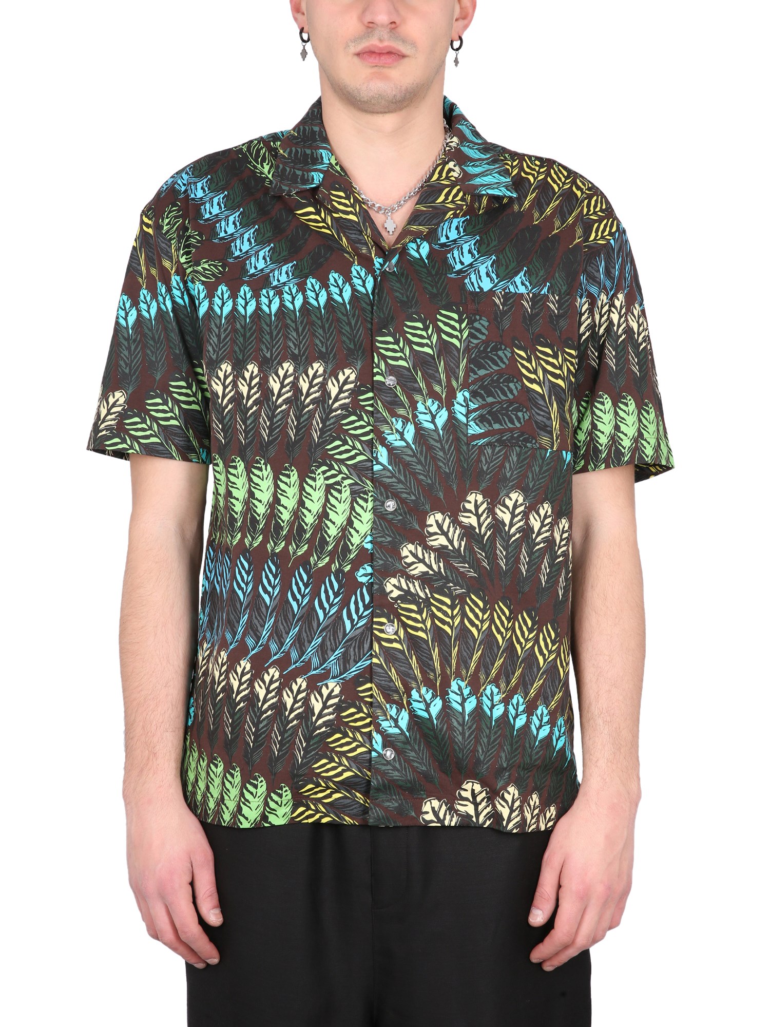 marcelo burlon county of milan aop feathers hawaii shirt