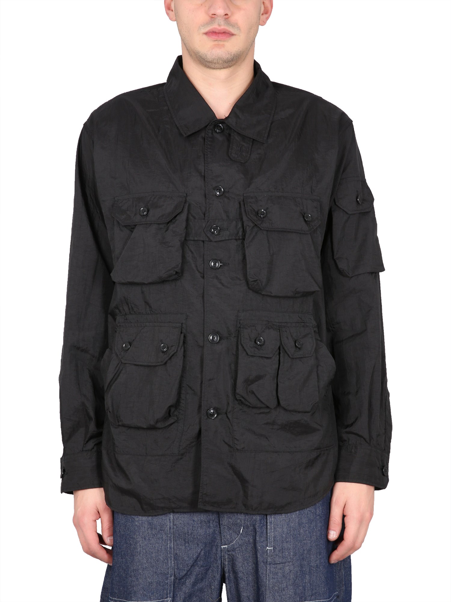 Engineered Garments Explorer Shirt Jacket Black Flight Satin
