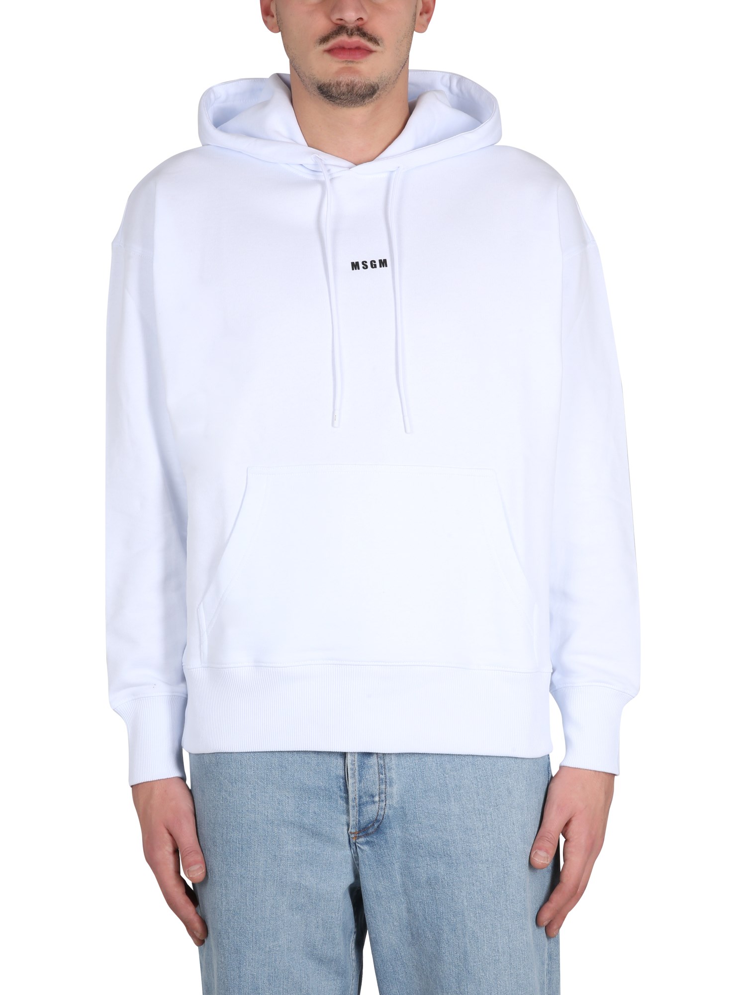 Shop Msgm Sweatshirt With Micro Logo In White