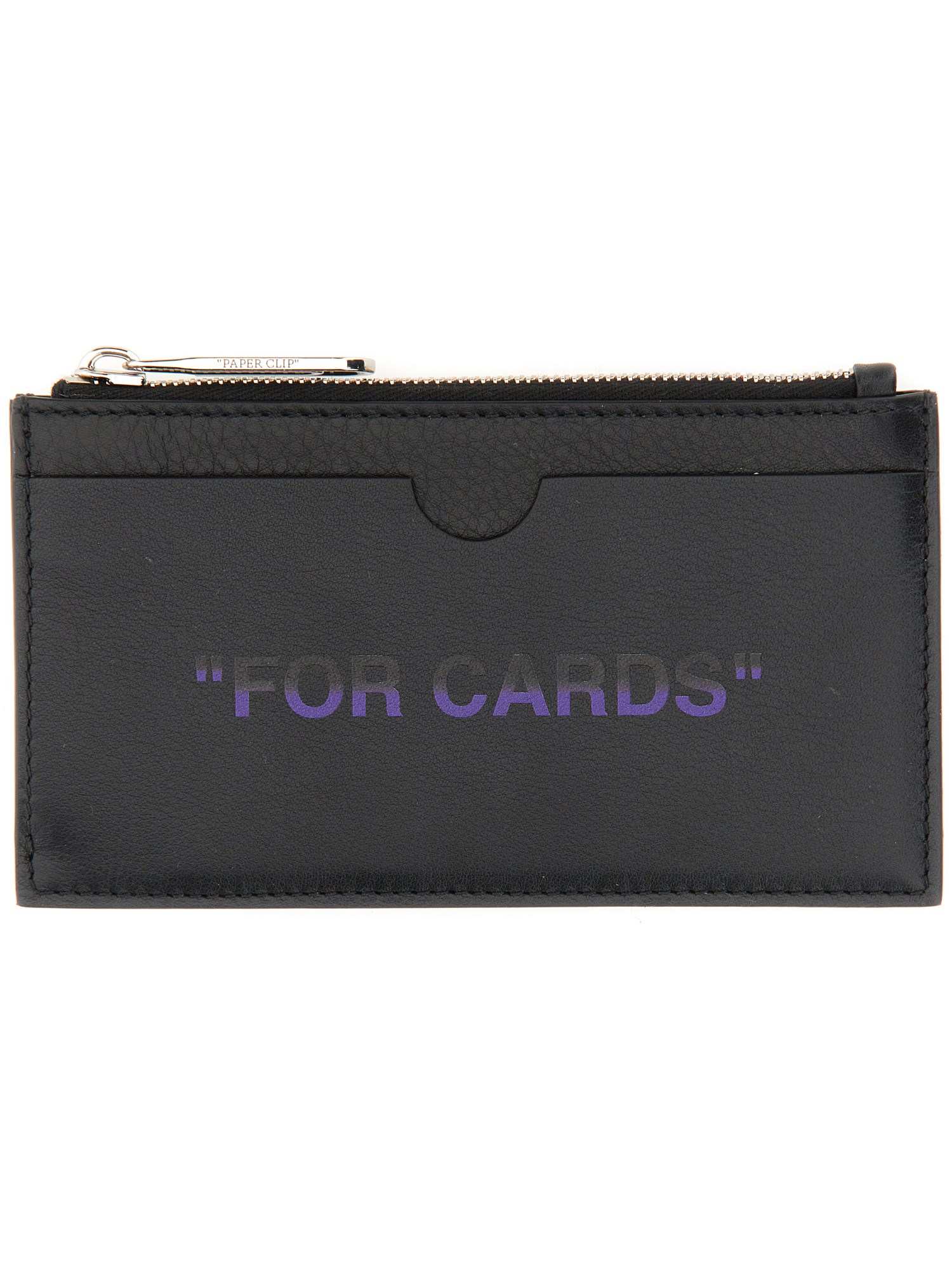Off-white Zipped Leather Credit Card Case In Black