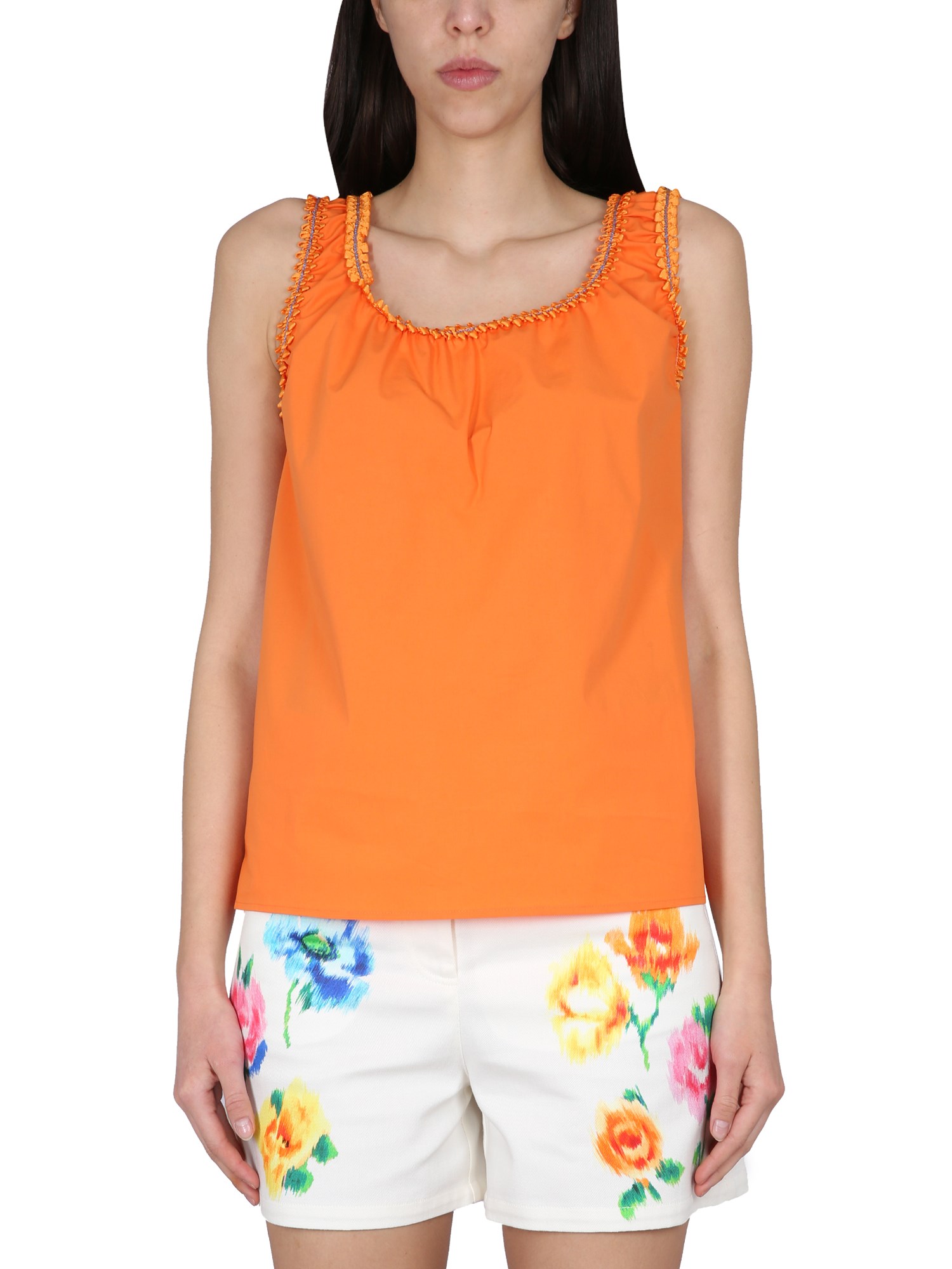 Boutique Moschino Cotton Tops. In Orange