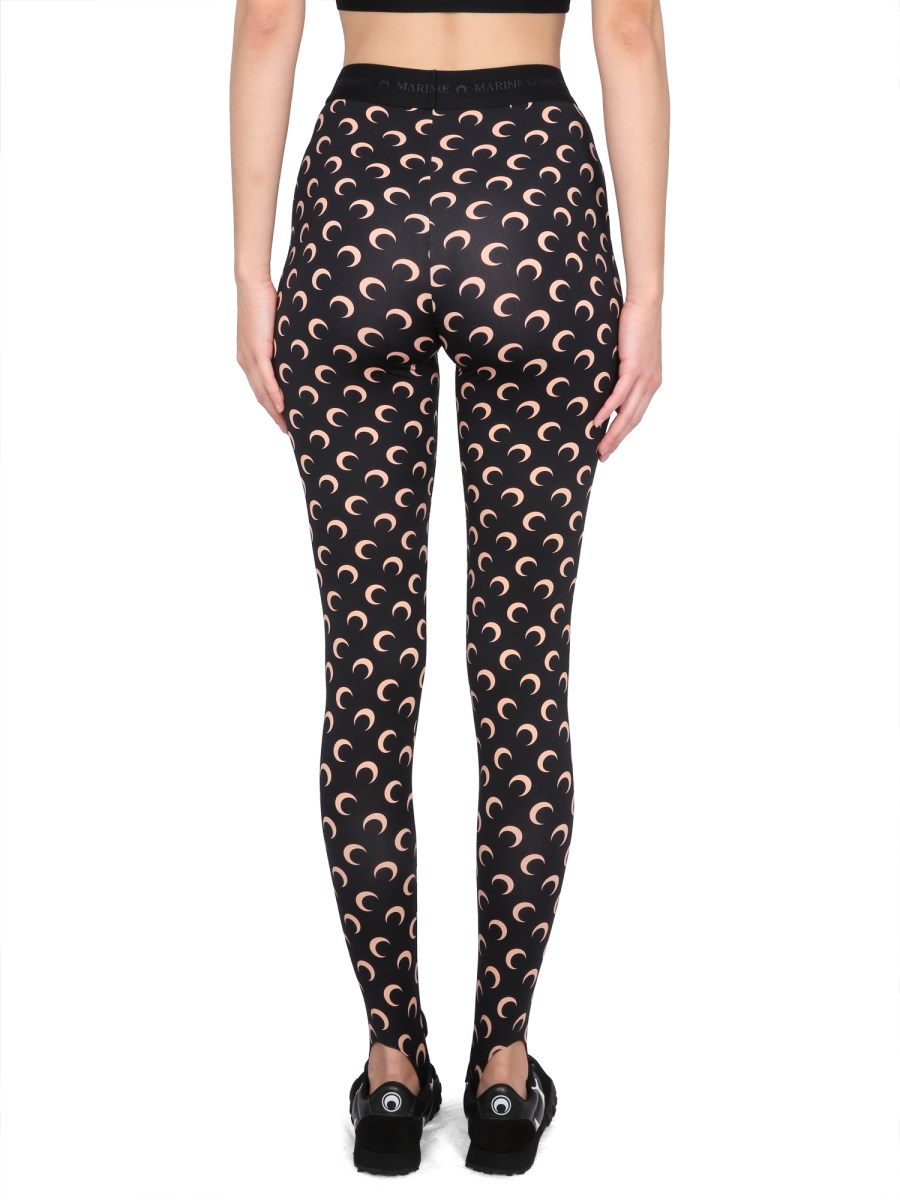 MARINE SERRE - ALL OVER MOON LEGGINGS IN TECHNICAL FABRIC