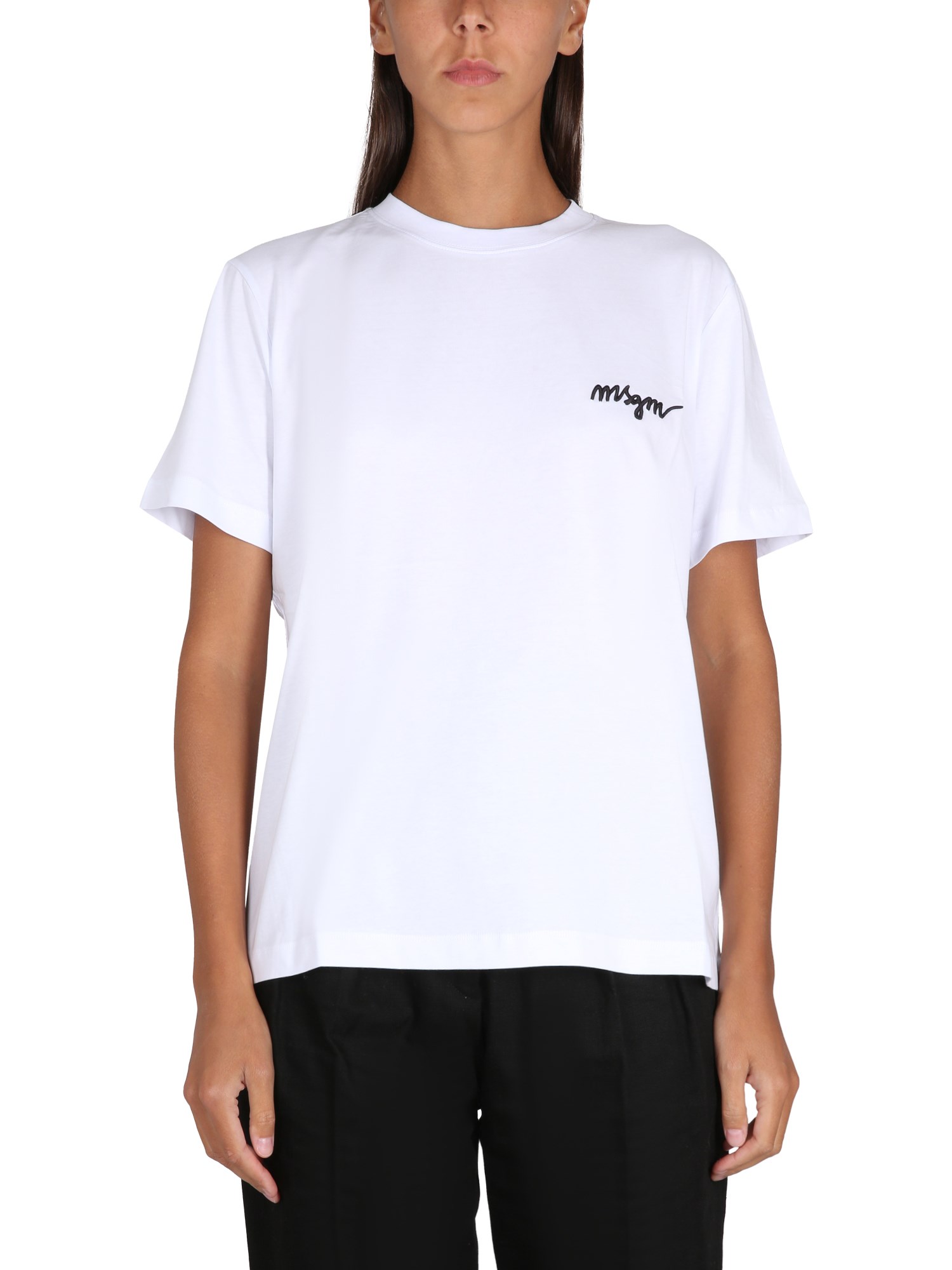 Msgm Crewneck T-shirt In White