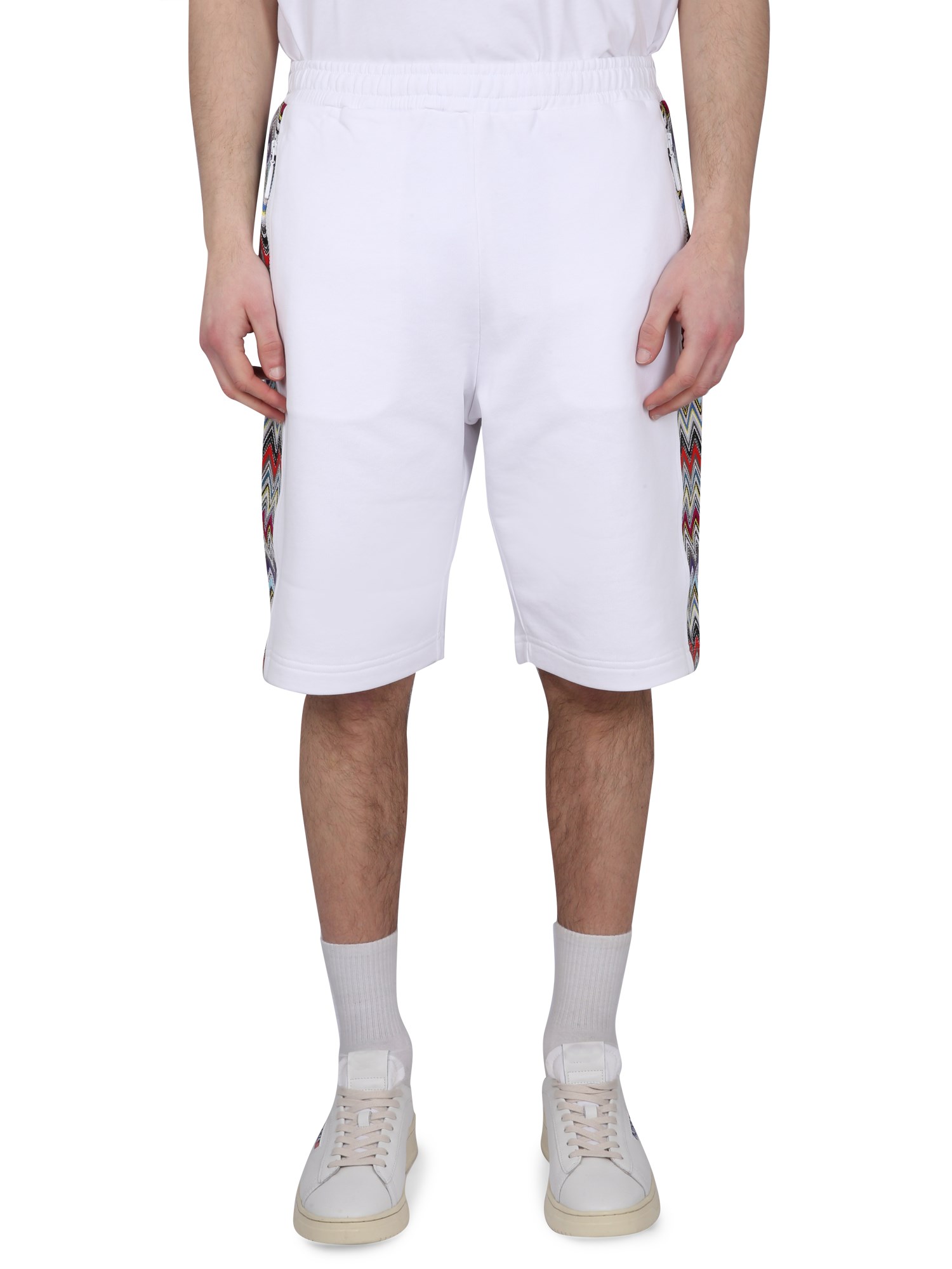 Shop Missoni Cotton Fleece Bermuda Shorts In White