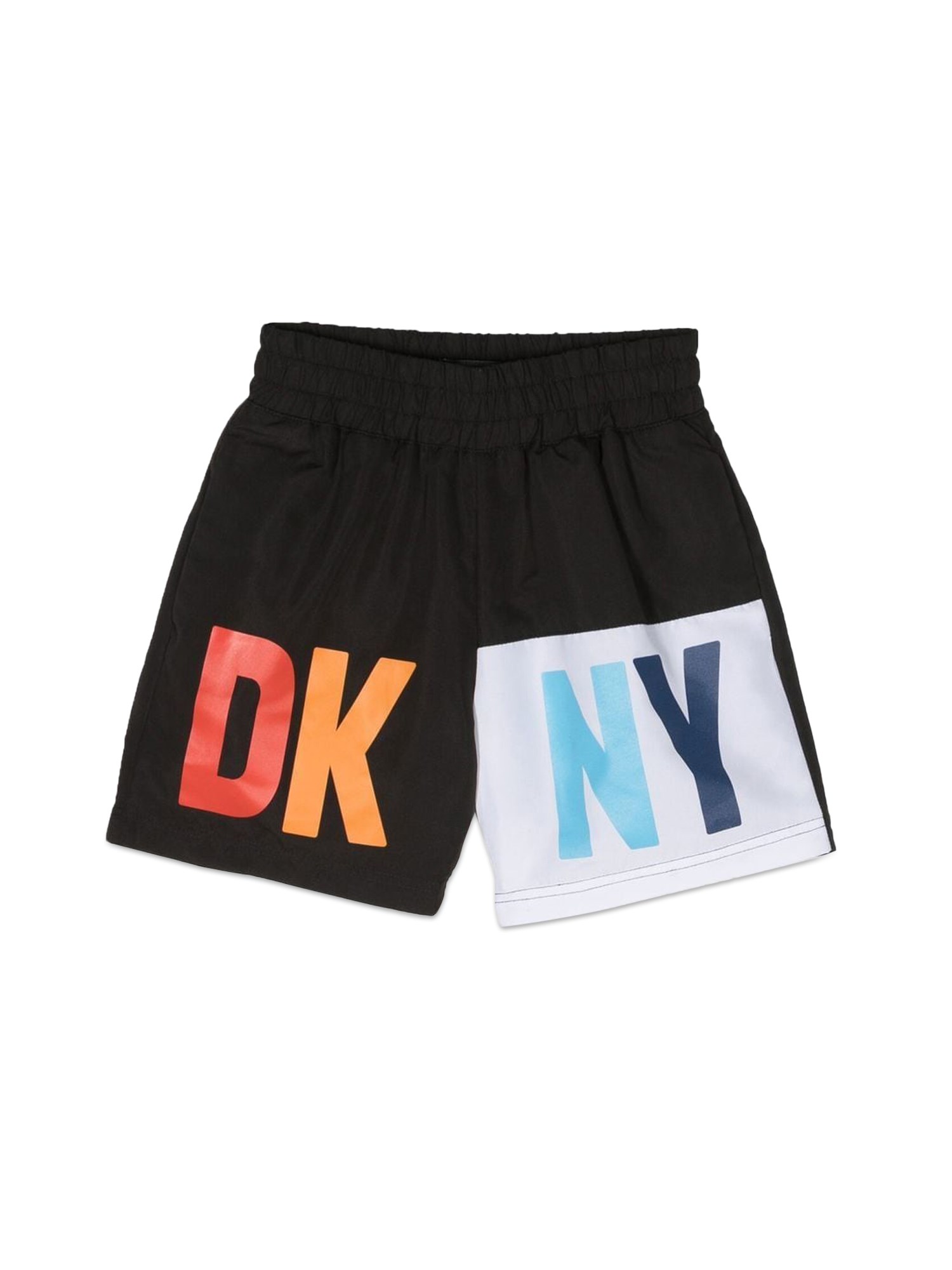 Dkny Kids' Boys Black Logo Swim Shorts In Multicolour