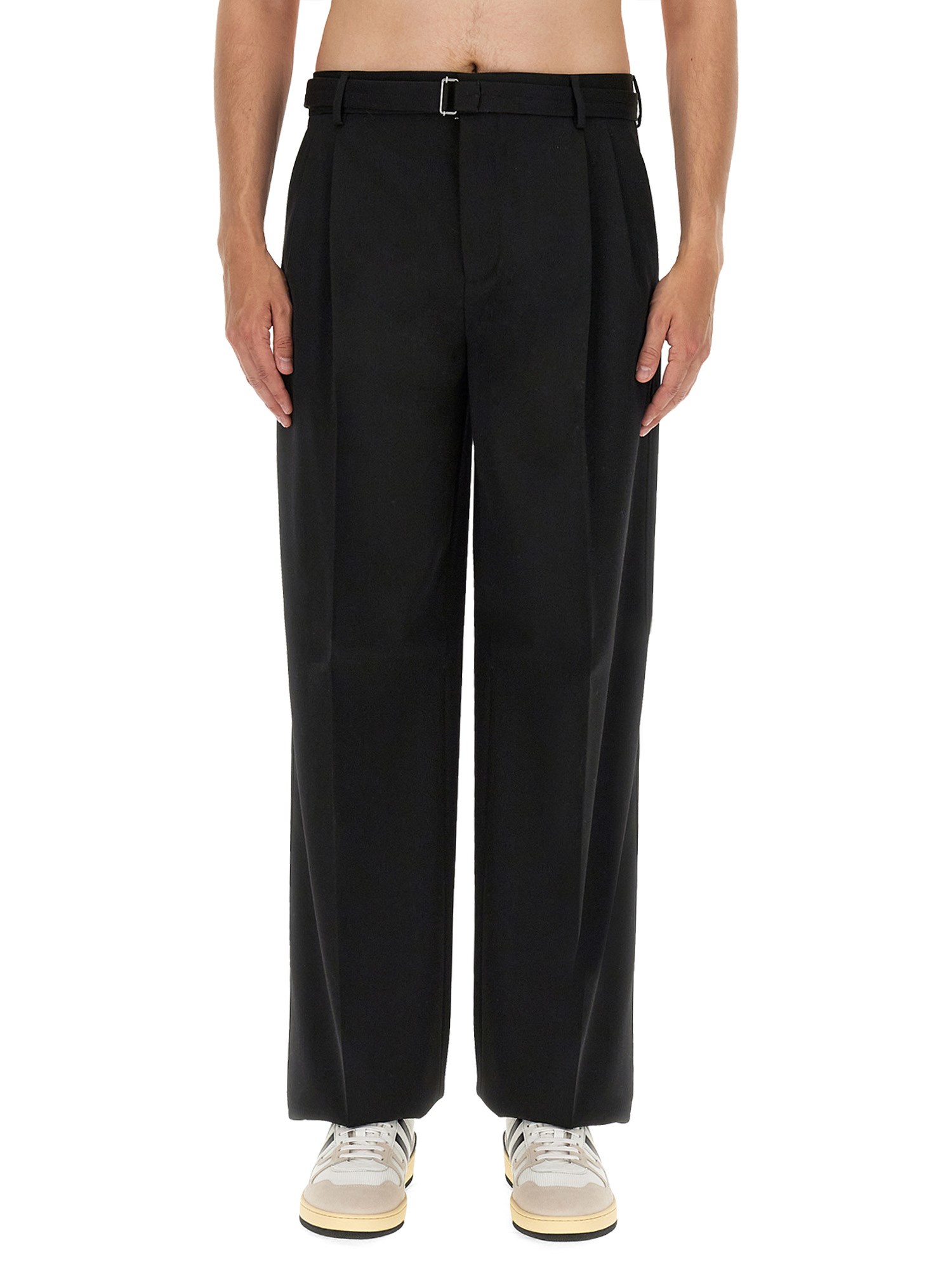 Lanvin Men Wide Leg Pants In Black
