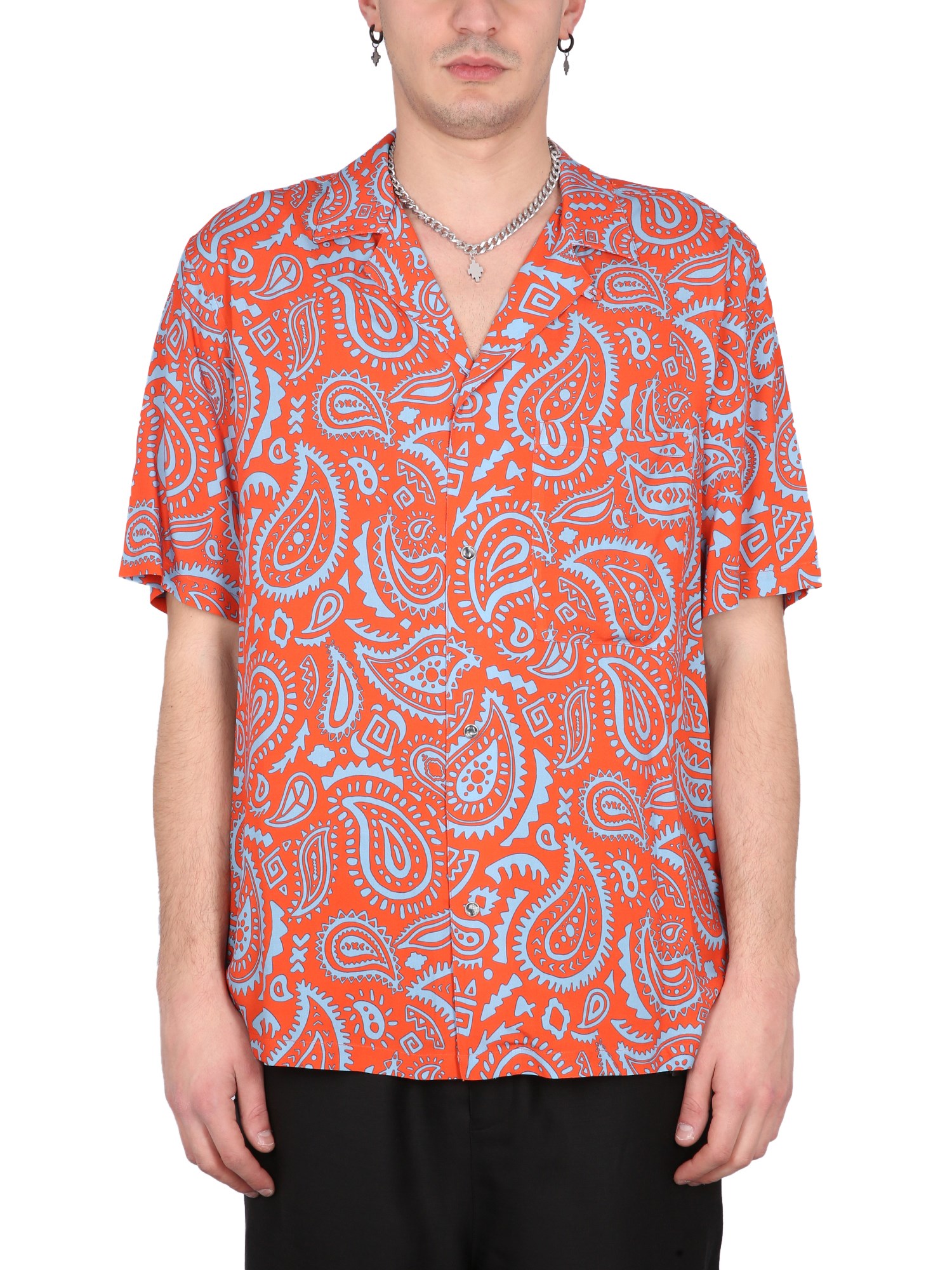 Marcelo Burlon County Of Milan Marcelo Burlon Paisley Hawaii Shirt In Red