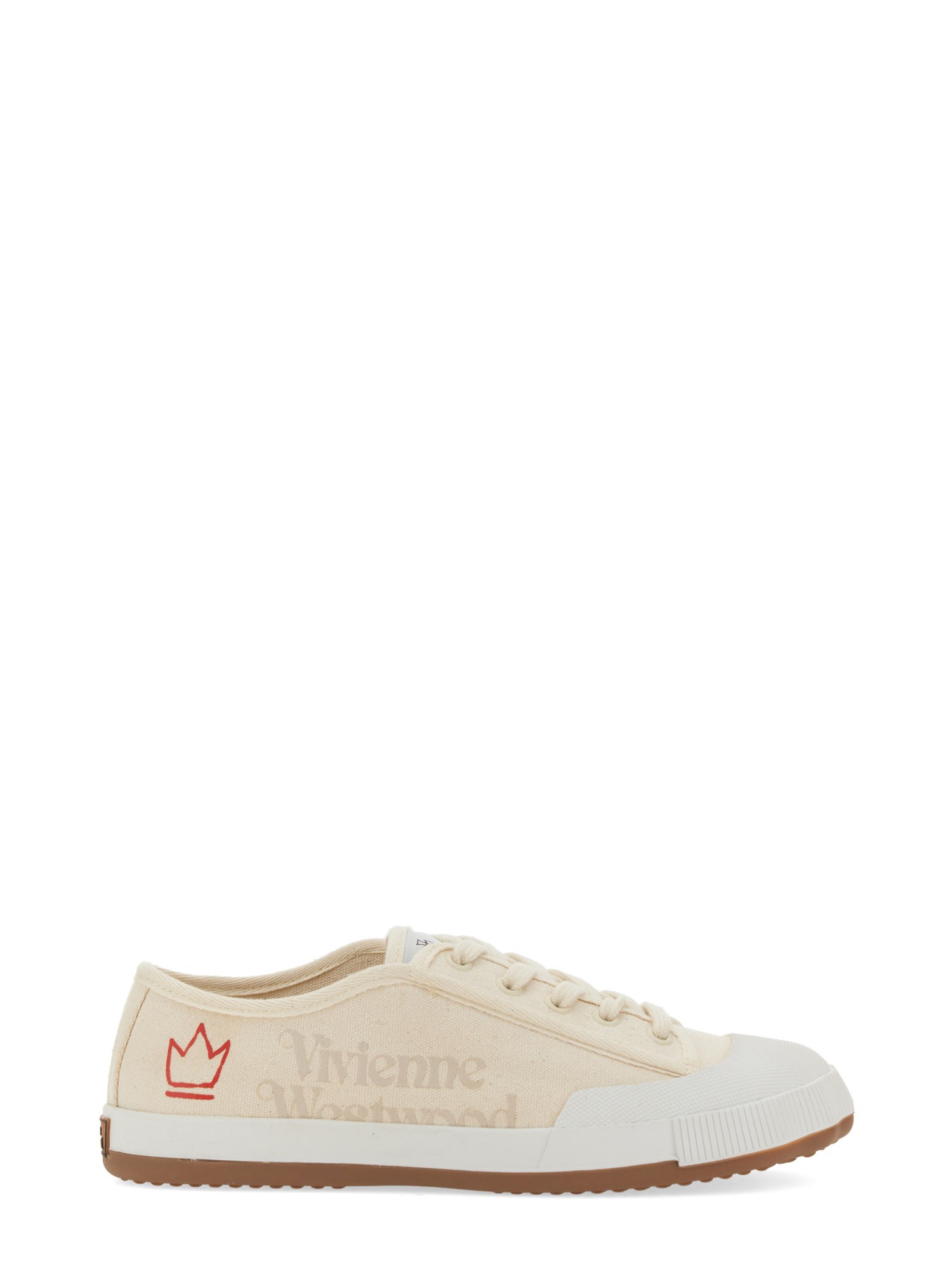 Vivienne Westwood Man Sneakers Cream Size 9 Textile Fibers In White