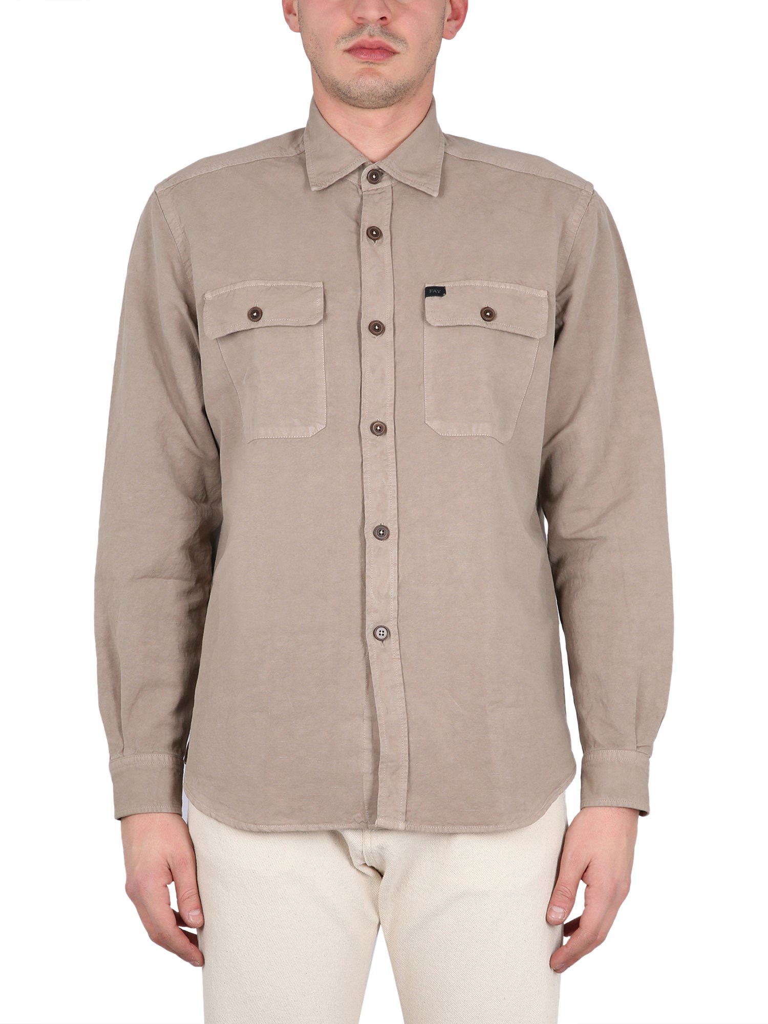 Shop Fay Shirt With Pockets In Brown