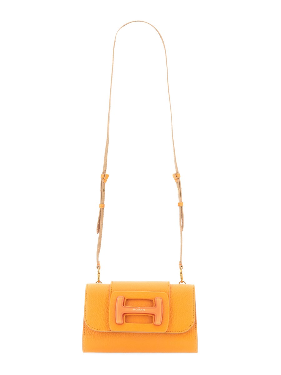 HOGAN LEATHER SHOPPING BAG H-BAG MINI Woman Orange-Yellow