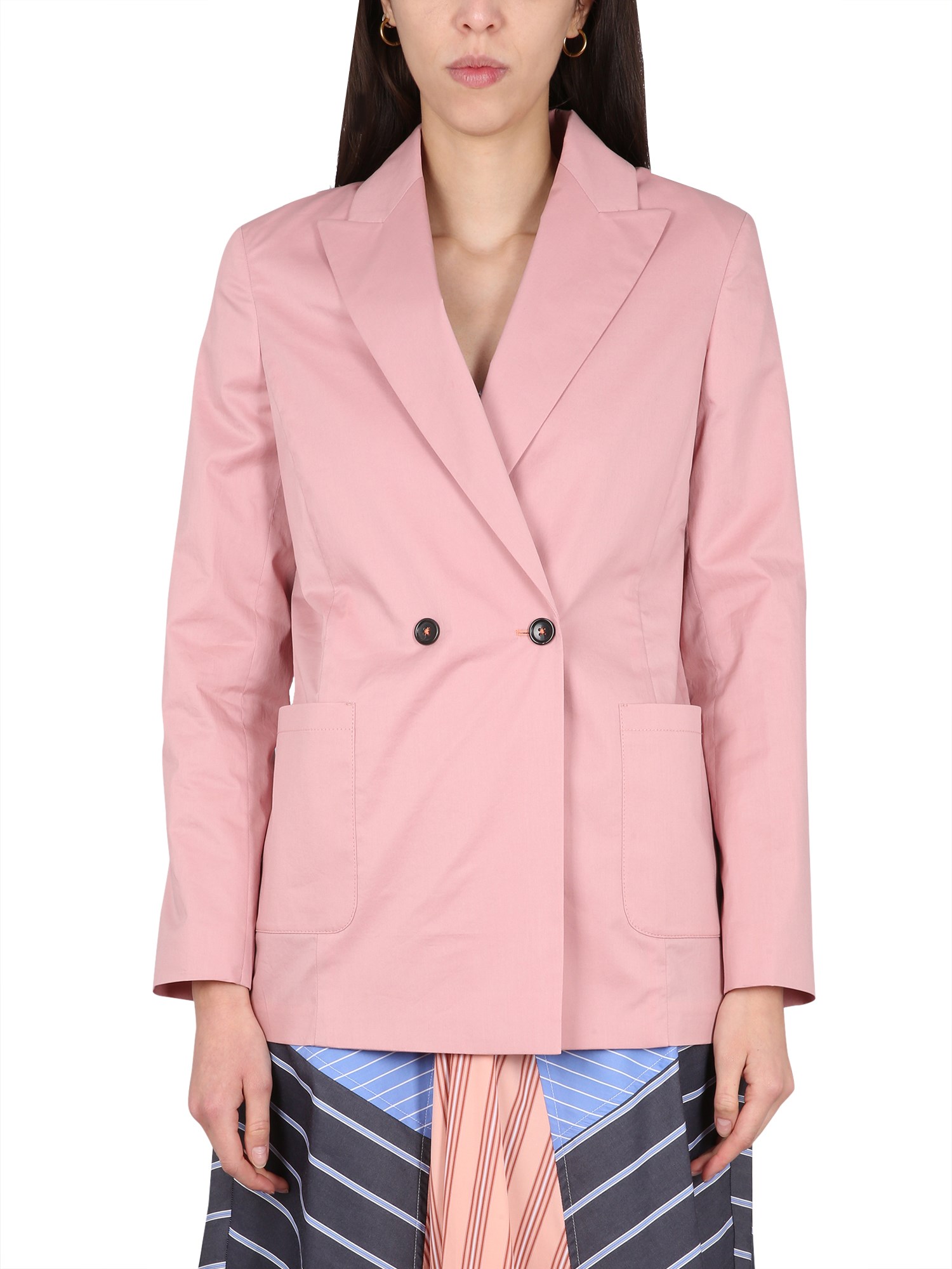 Ps By Paul Smith Double Breasted Cotton Jacket In Pink