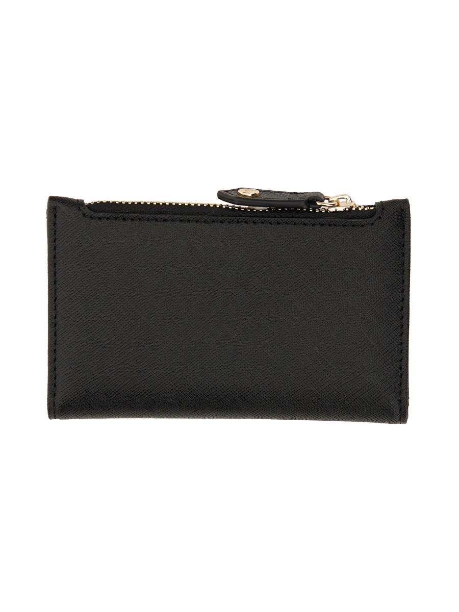 Vivienne Westwood Saffiano Zipped Leather Cardholder in Black for