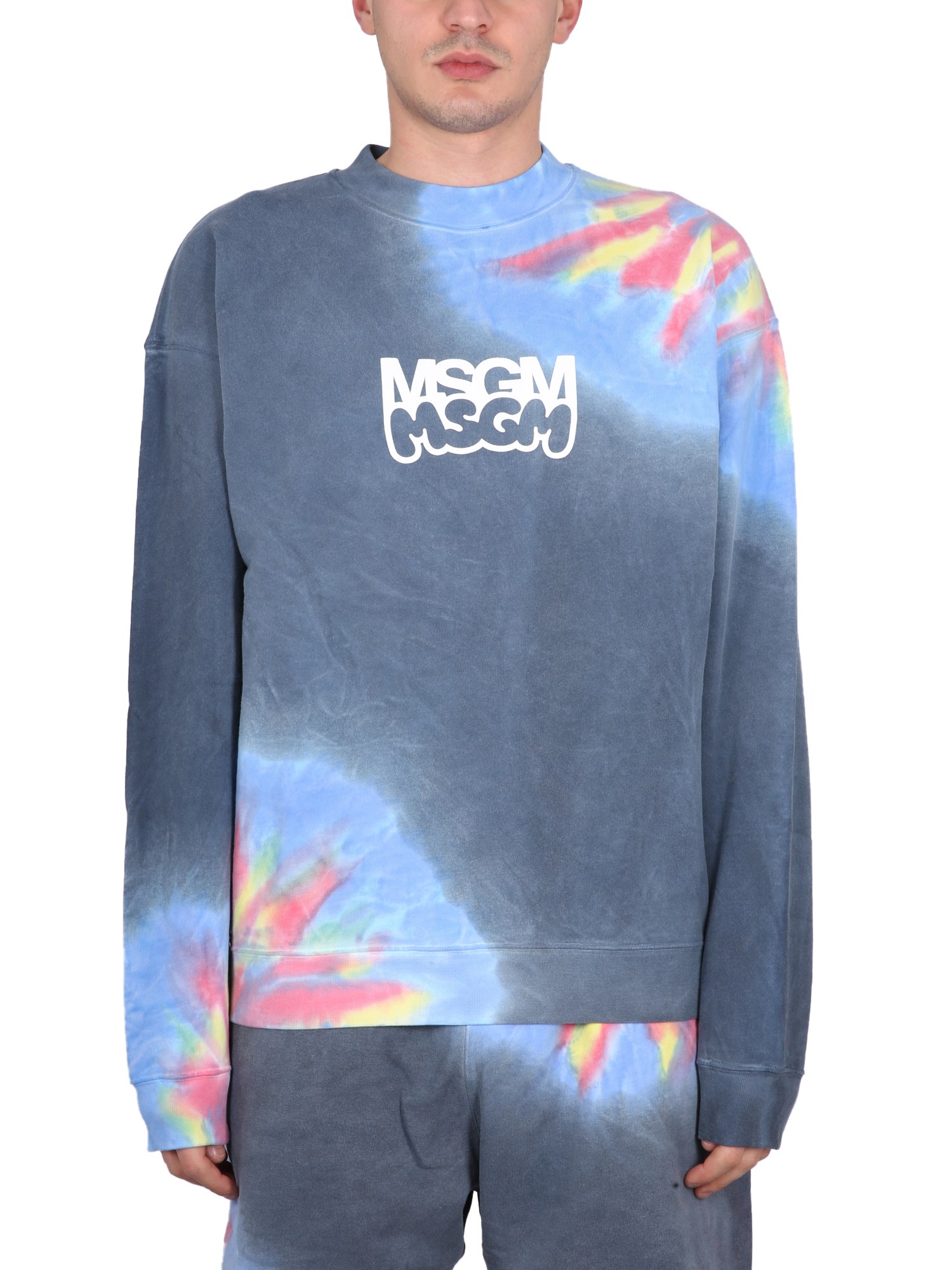 Msgm Burro Studio Logo Print Tie Dye Sweatshirt In Multicolour