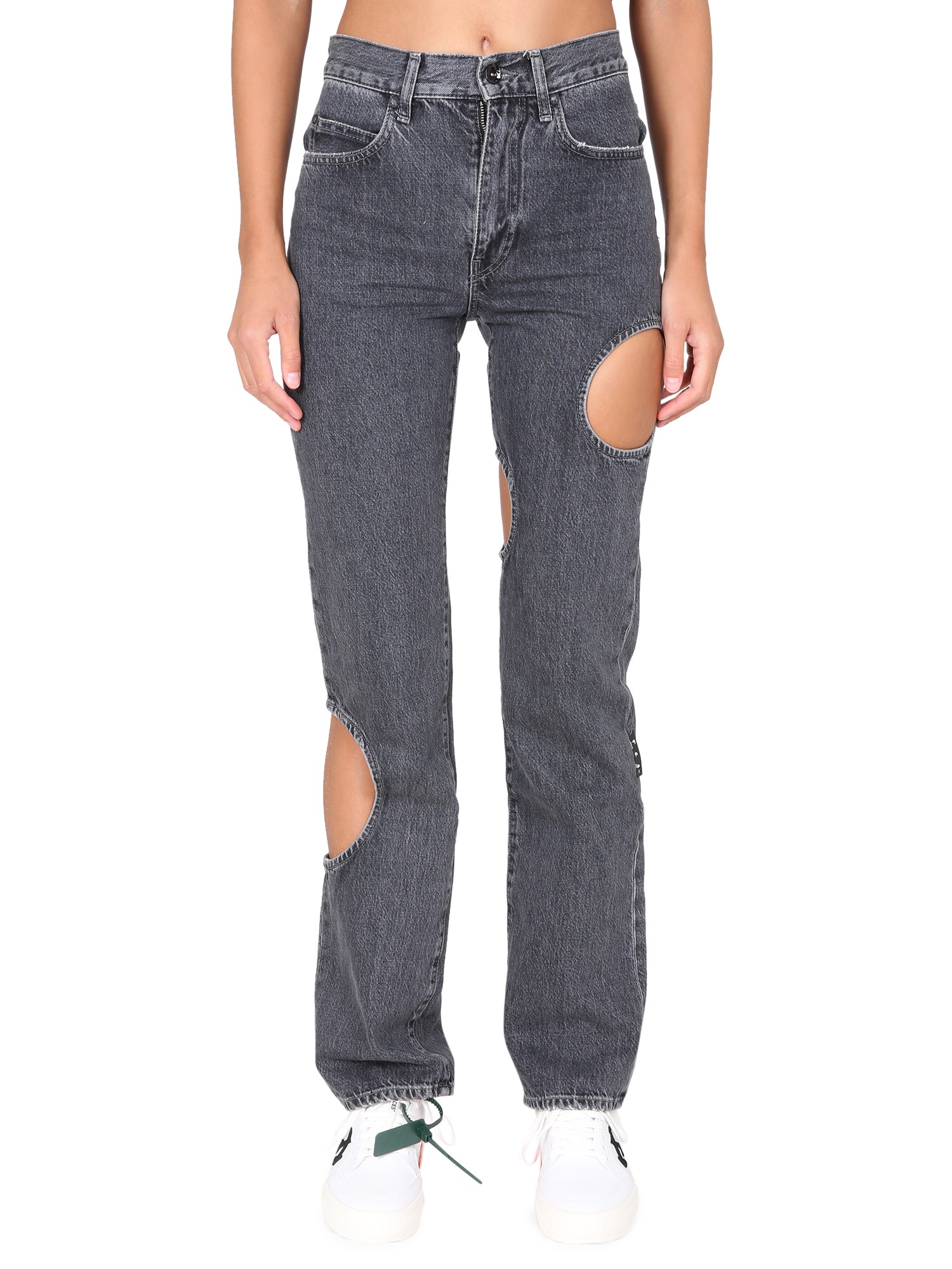 Shop Off-white Hole Baggy Jeans In Grey