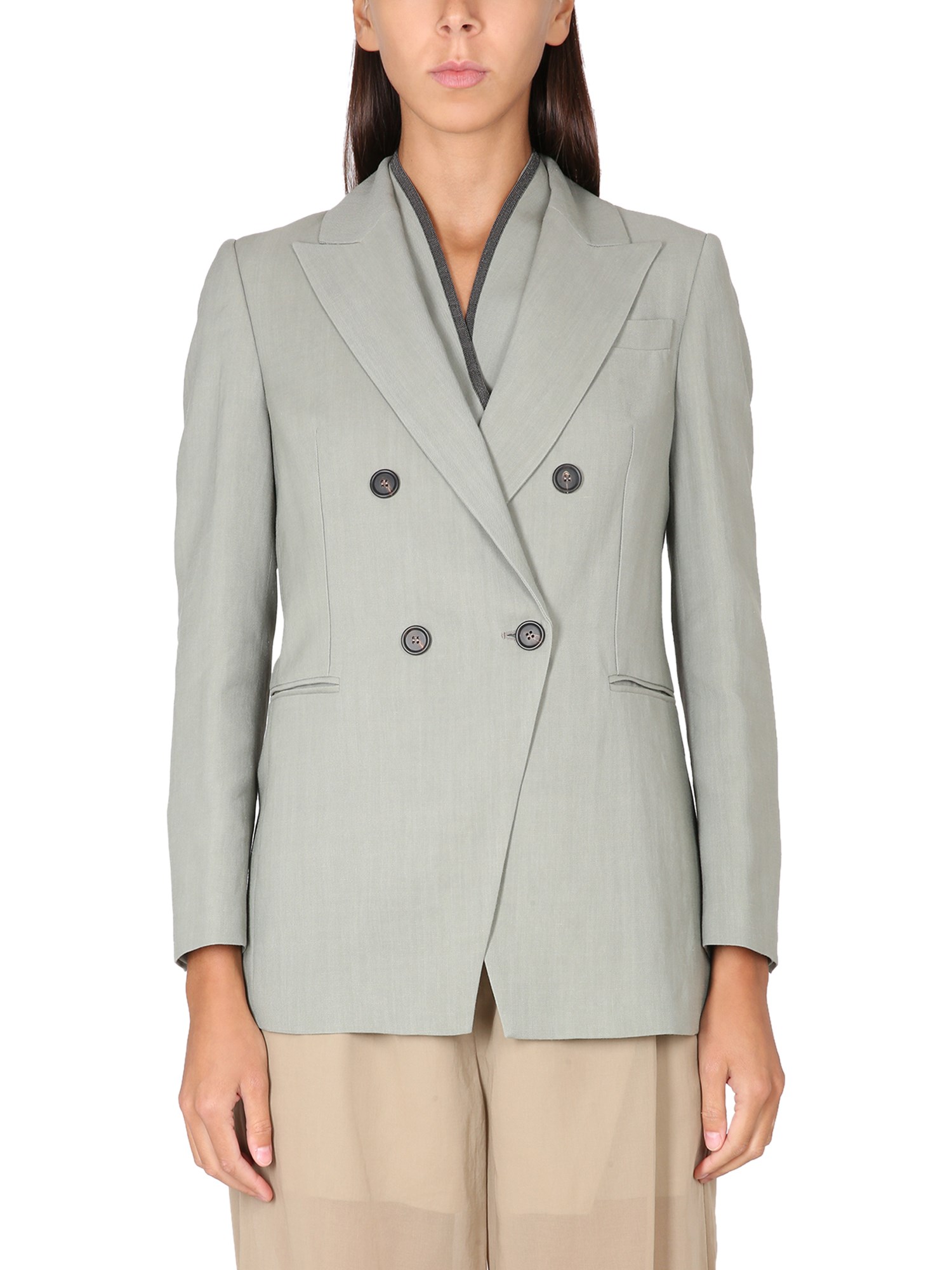 Shop Brunello Cucinelli Fluid Twill Jacket In Green