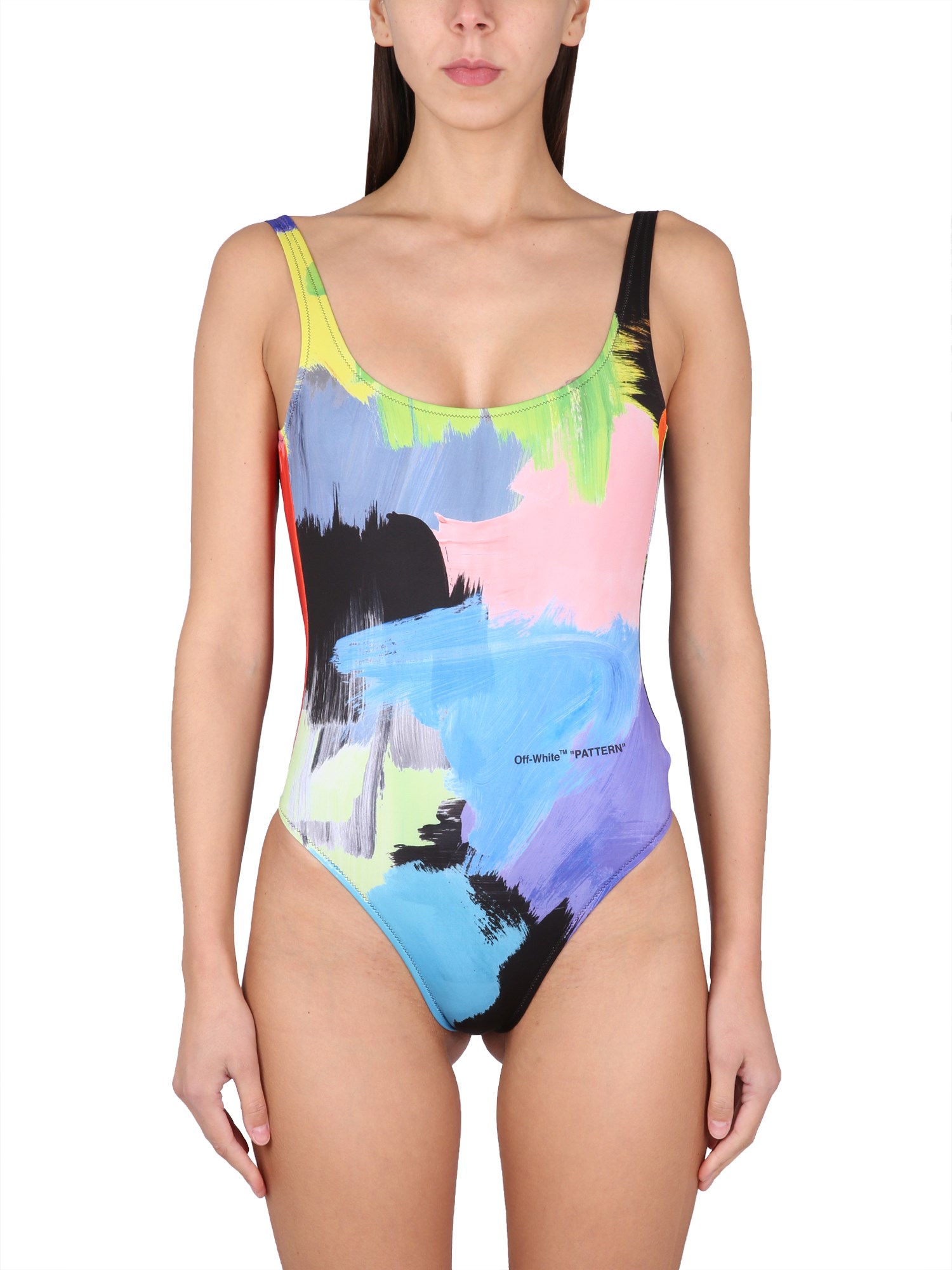 Off-white Swimsuit With Print In Multicolour